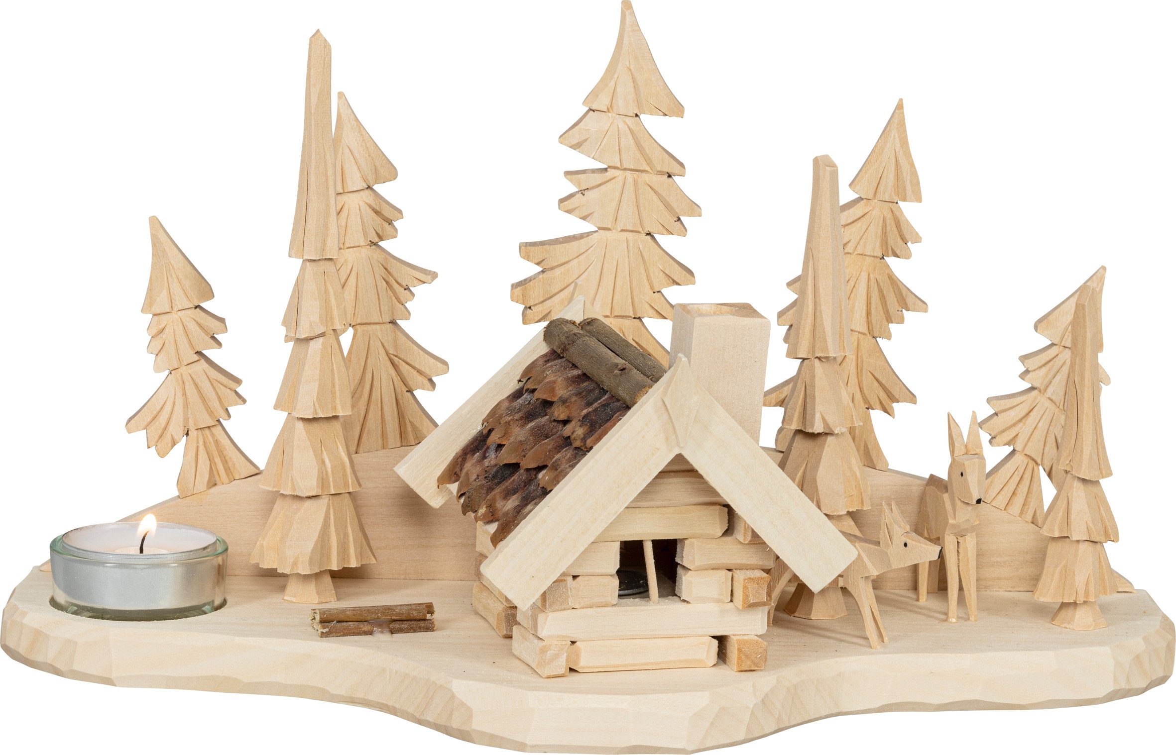 SAICO Original Räuchermännchen Schnitzerei und Räucherhaus, für 1 Teelicht, BxHxT: 13x22x10 cm