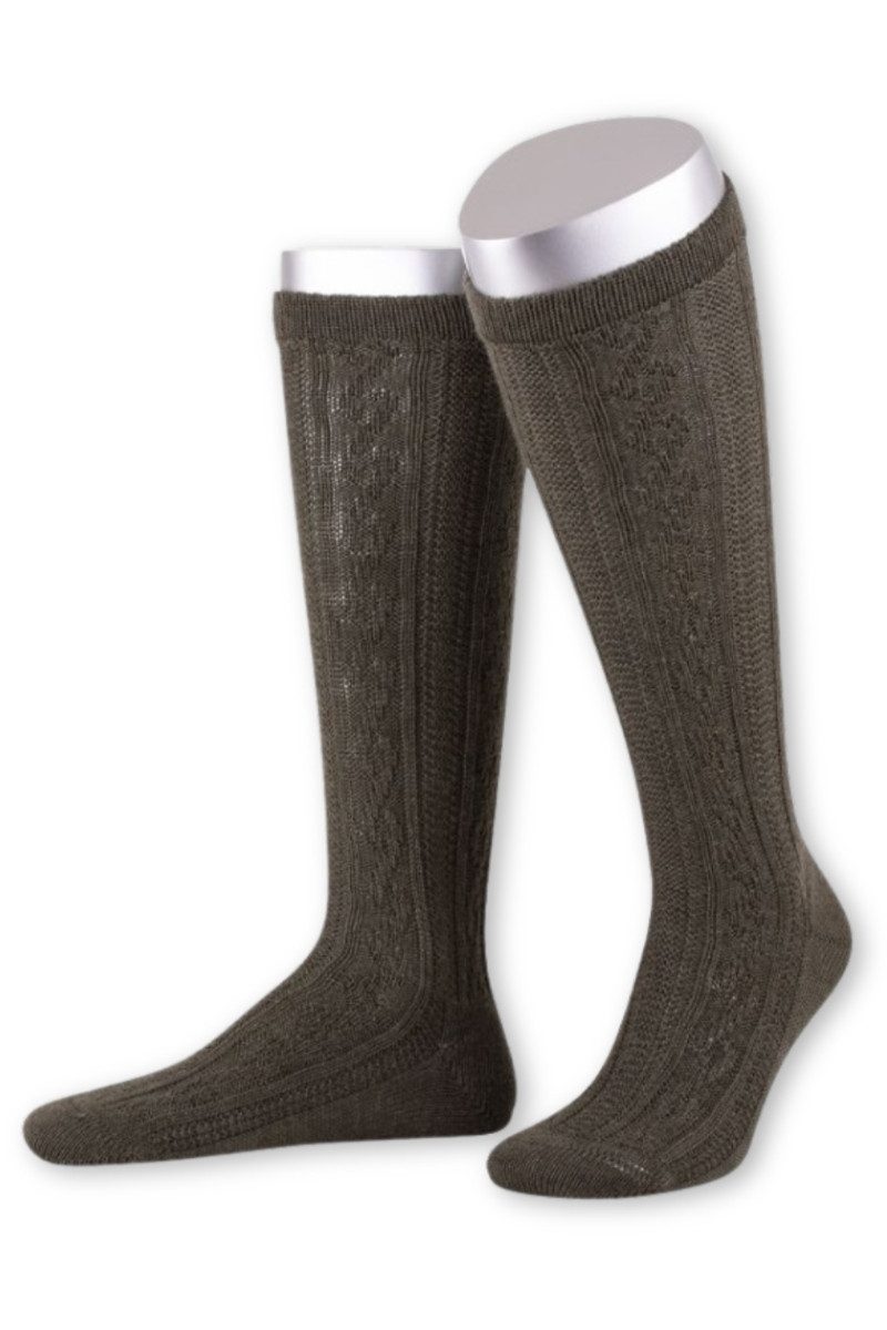 Lusana Trachtensocken Trachten Kniestrümpfe - L4910 - anthrazit, jägeroliv, trachtenbraun