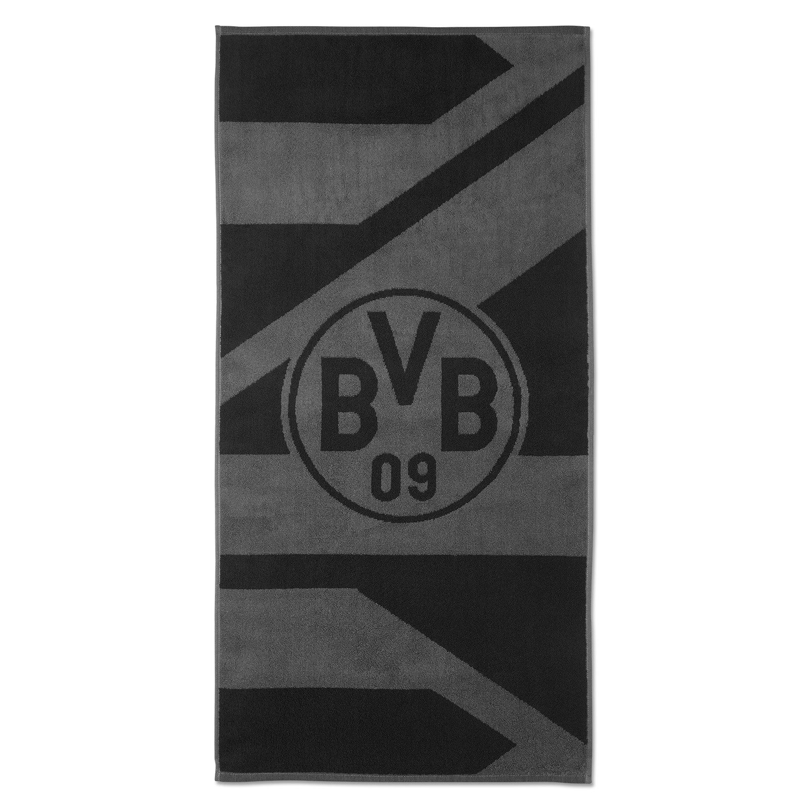 BVB Handtuch BVB Handtuch grau/schwarz 50x100 cm, Baumwolle (1-St)