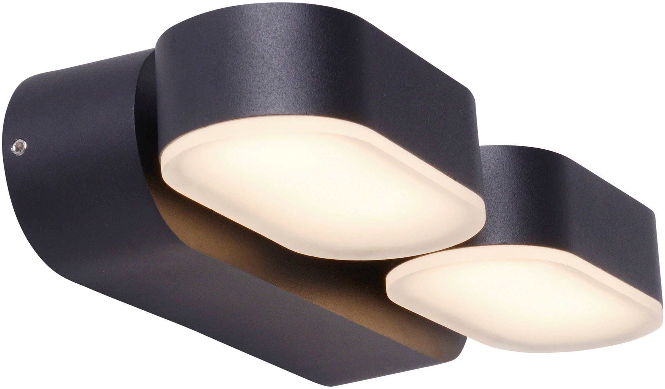 2 bewegliche incl. Motus, Warmweiß, wechselbar, schwarz 54 warmweiß Lichtblöcke näve LED LED IP 60 Außen-Wandleuchte LED