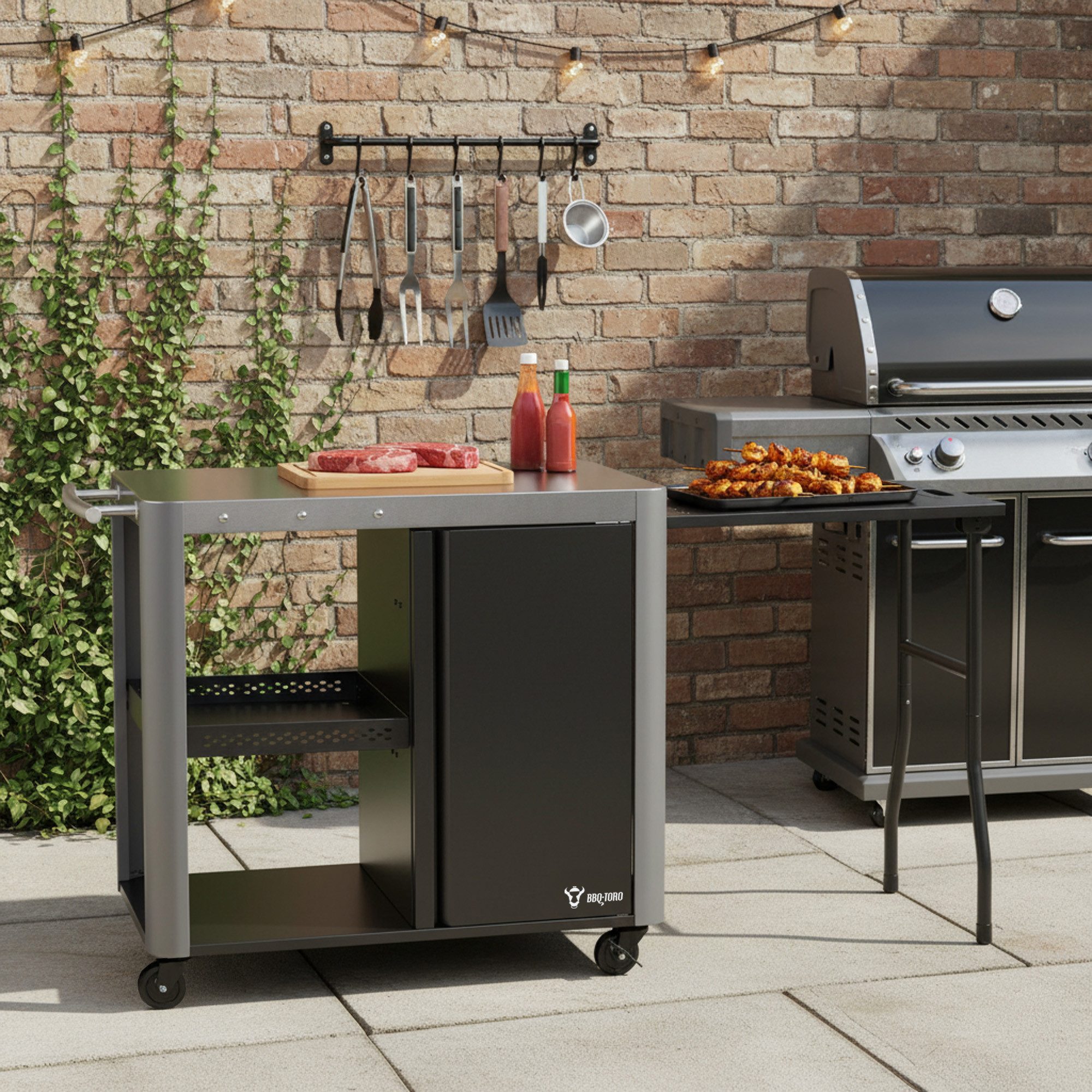 BBQ-Toro Grillablagetisch Grillwagen 95 x 50 x 80 cm, Silber Grilltisch, Gr günstig online kaufen