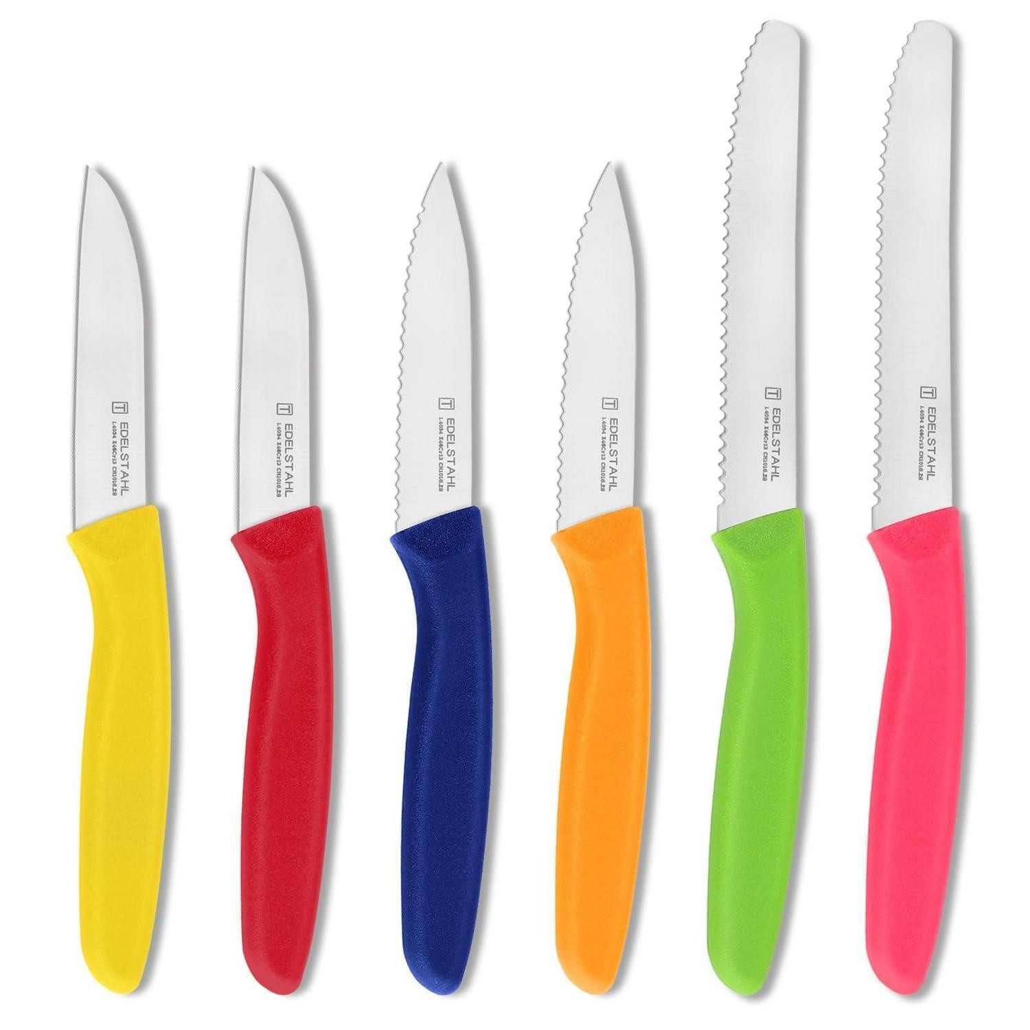 LuxusKollektion Gemüsemesser 6tlg Gemüsemesser-Set Bunt Edelstahl