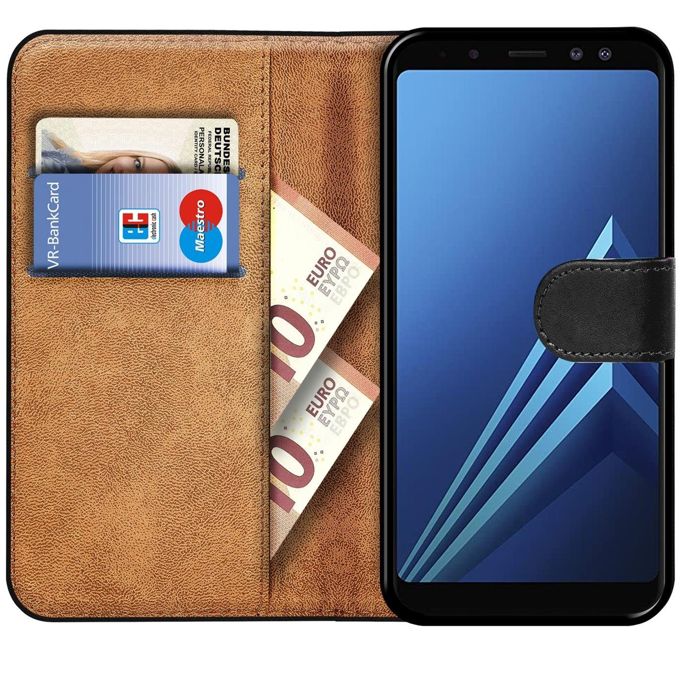 CoolGadget Handyhülle Wallet Klapp Tasche Book Case für Samsung Galaxy A8 2018 5,6 Zoll, Hülle Klapphülle Flip Cover Etui Schutzhülle