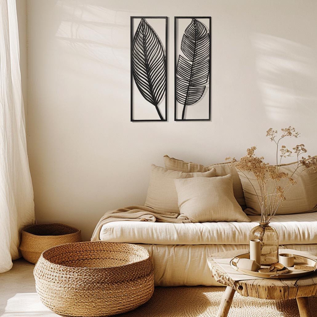 Kobolo Wandbild Metallbild FEATHER zweiteilig aus schwarzem Metall günstig online kaufen