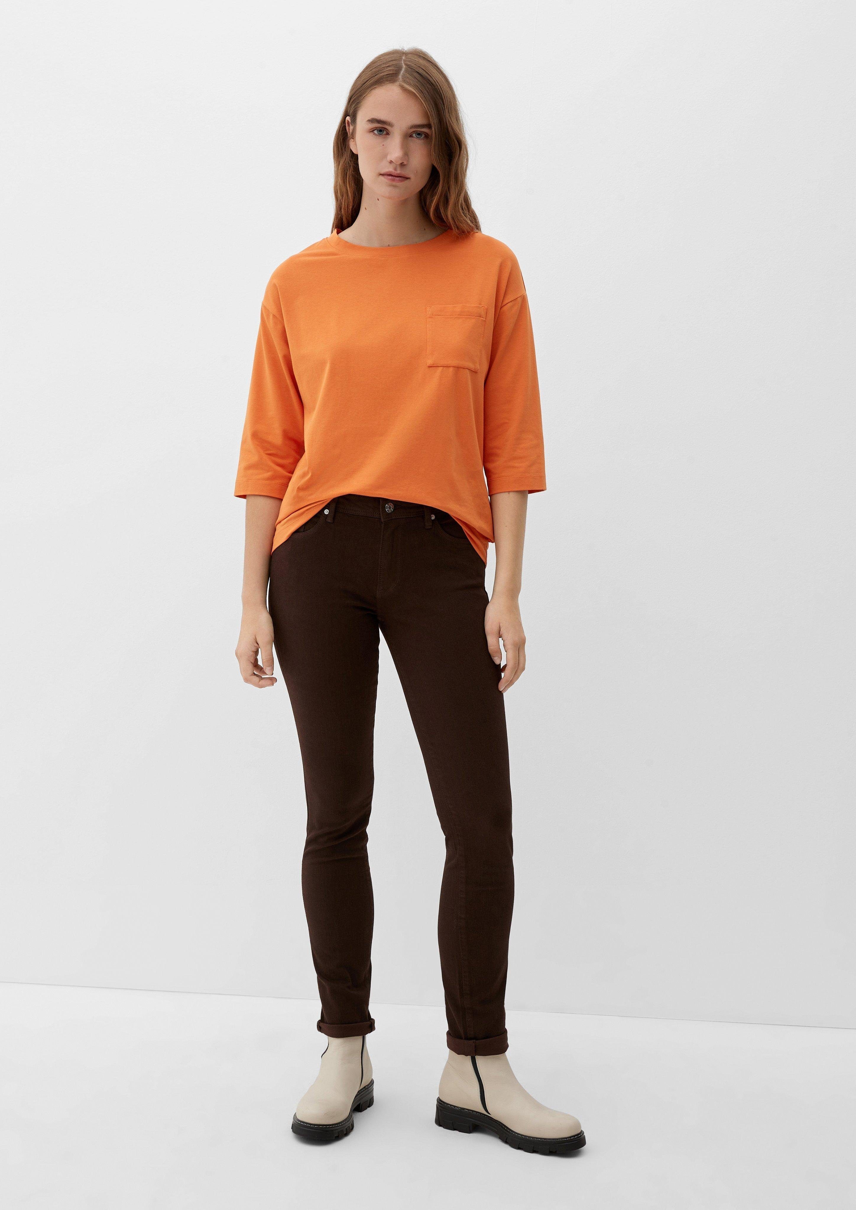 s.Oliver T-Shirt 3/4-Arm-Shirt Brusttasche mit orange