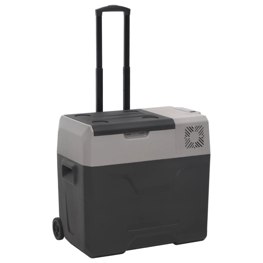 vidaXL Kühlbox NA Kompressor Kühlbox mit Rollen und Griff Schwarz Grau 50 L Camping