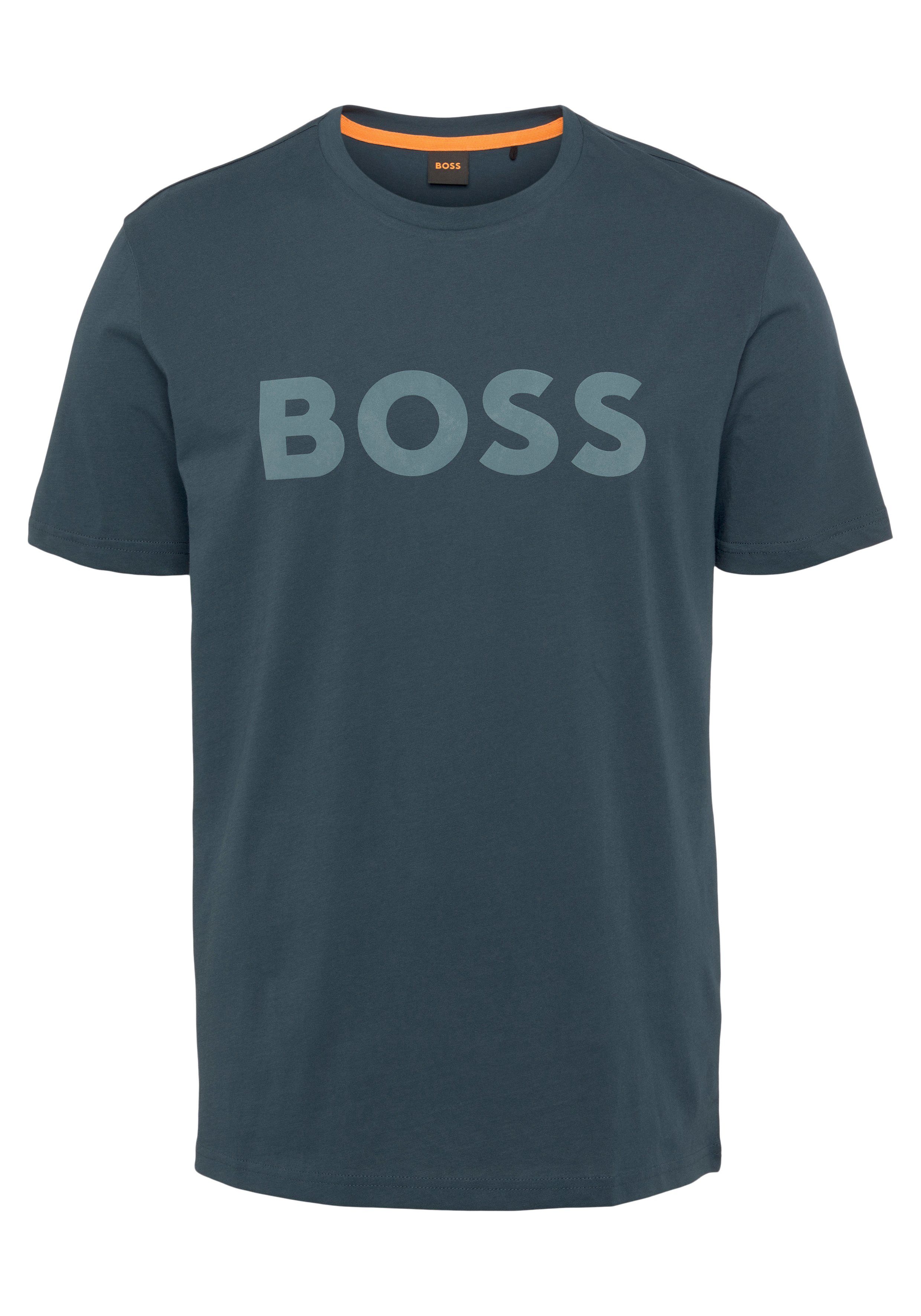 BOSS ORANGE T-Shirt Thinking 1 10246016 01 mit großem BOSS Druck auf der Brust