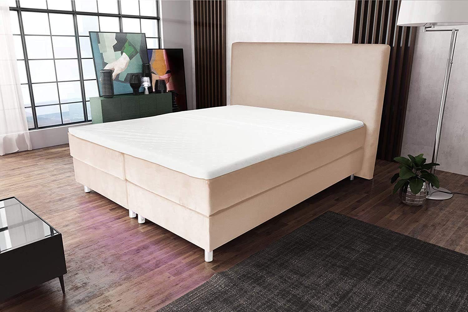 Best for Home Boxspringbett Amelia – Luxuriöses Bonellfederkern-Bett inkl. Topper (Komplettbett, 1-St., 140x200 160x200 180x200 200x200 cm), Lieferung bis in die Wohnung, TOP Preis-Leistungs-Verhältnis