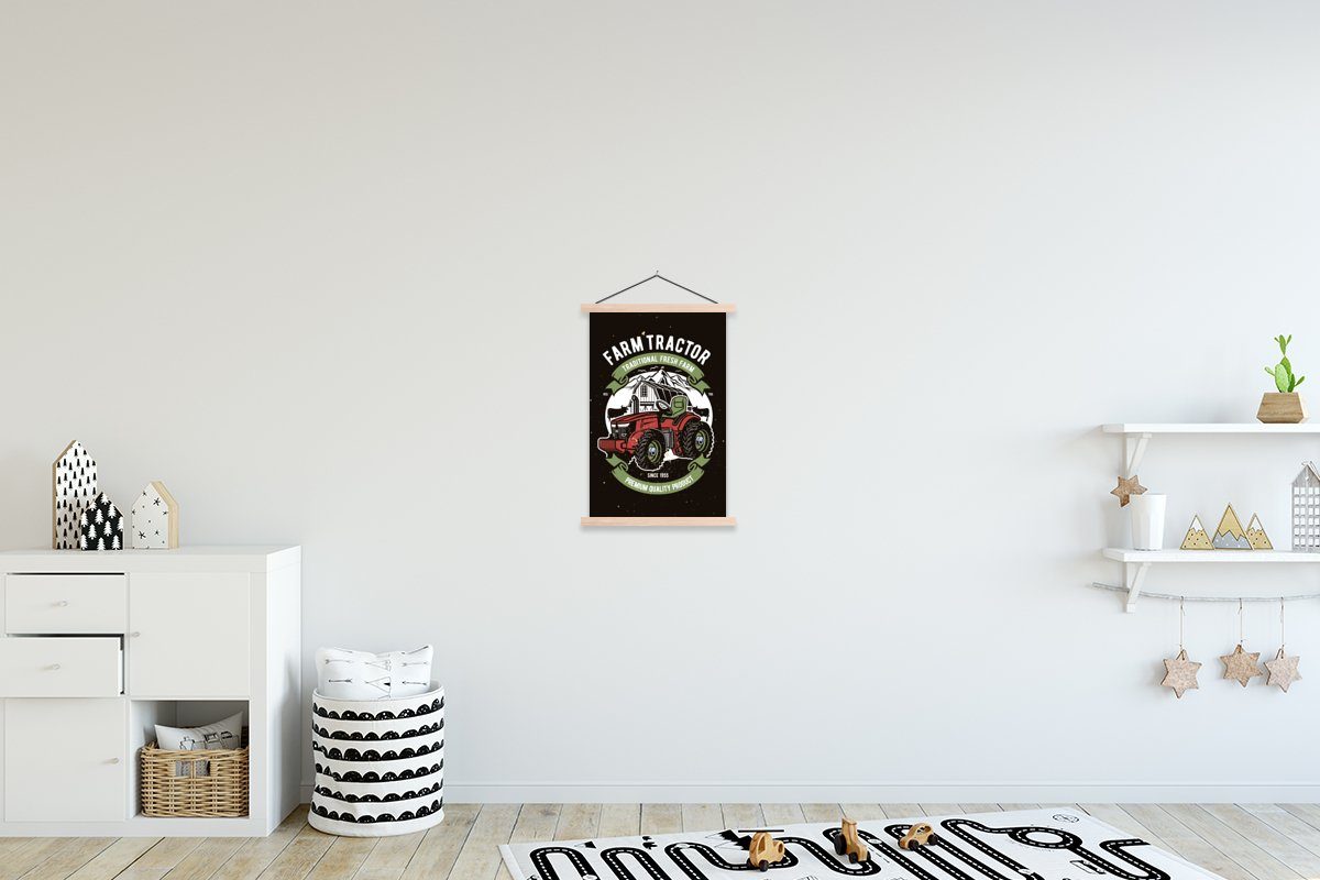 MuchoWow Poster Traktor - Bauernhof - Retro, (1 St), Posterleiste, Textilposter für Wohnzimmer, Bilderleiste, Magnetisch