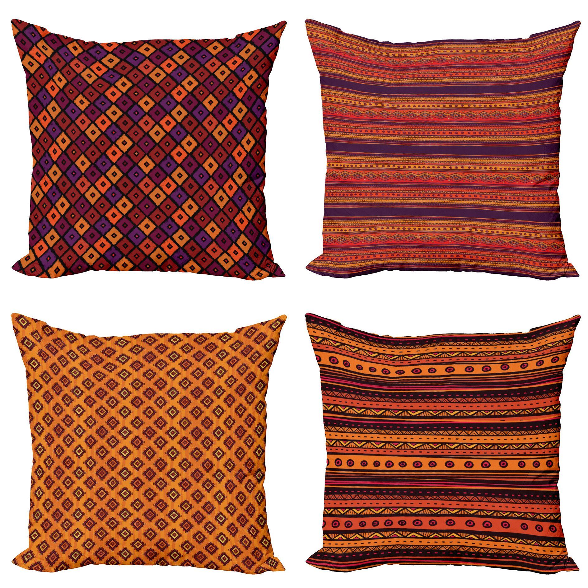 Kissenbezüge Modern Accent Doppelseitiger Digitaldruck, Abakuhaus (4 Stück), Ethnisch Tribal Folk Stripes Forms