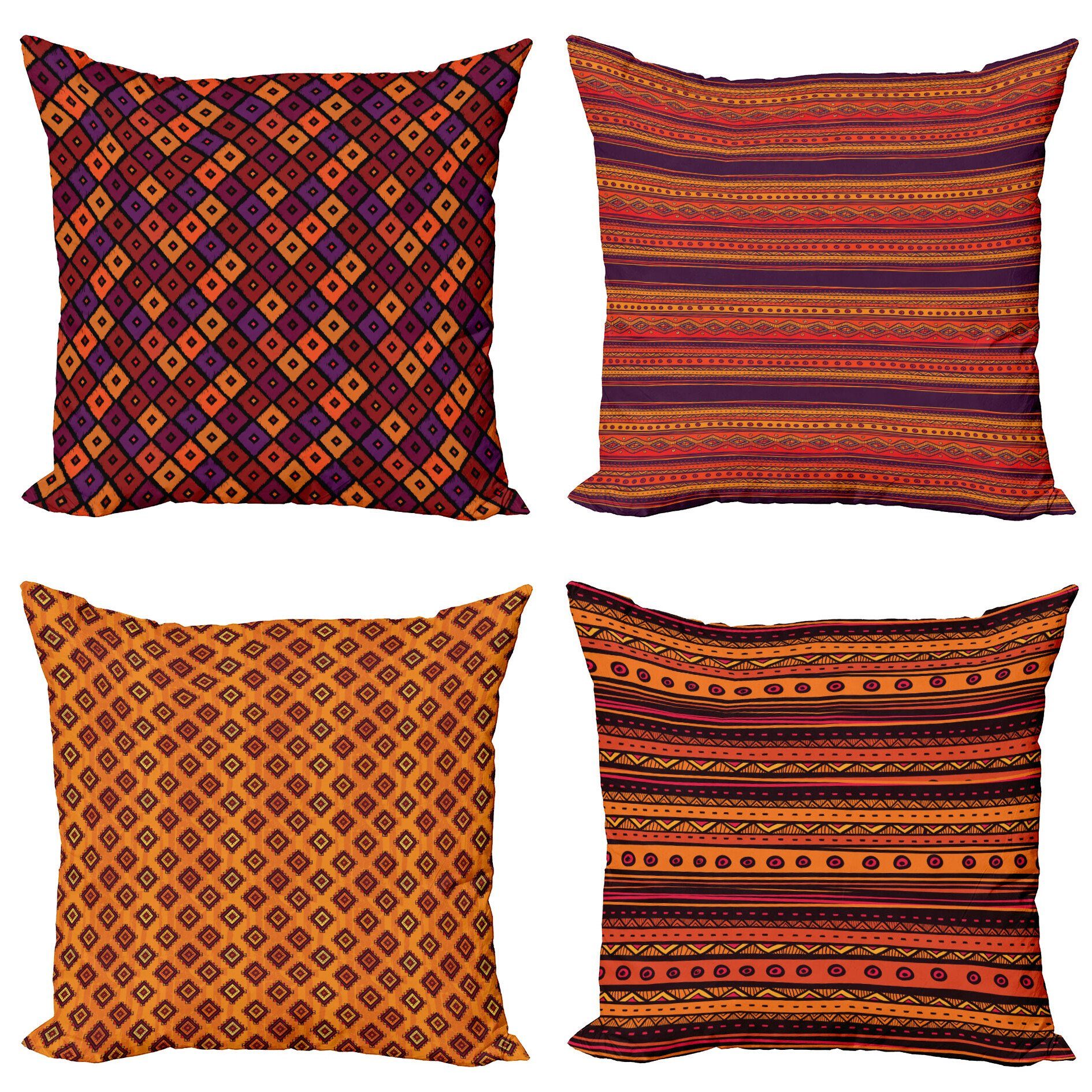 Abakuhaus Kissenbezüge Modern Accent Doppelseitiger Digitaldruck, (4 Stück), Ethnisch Tribal Folk Stripes Forms