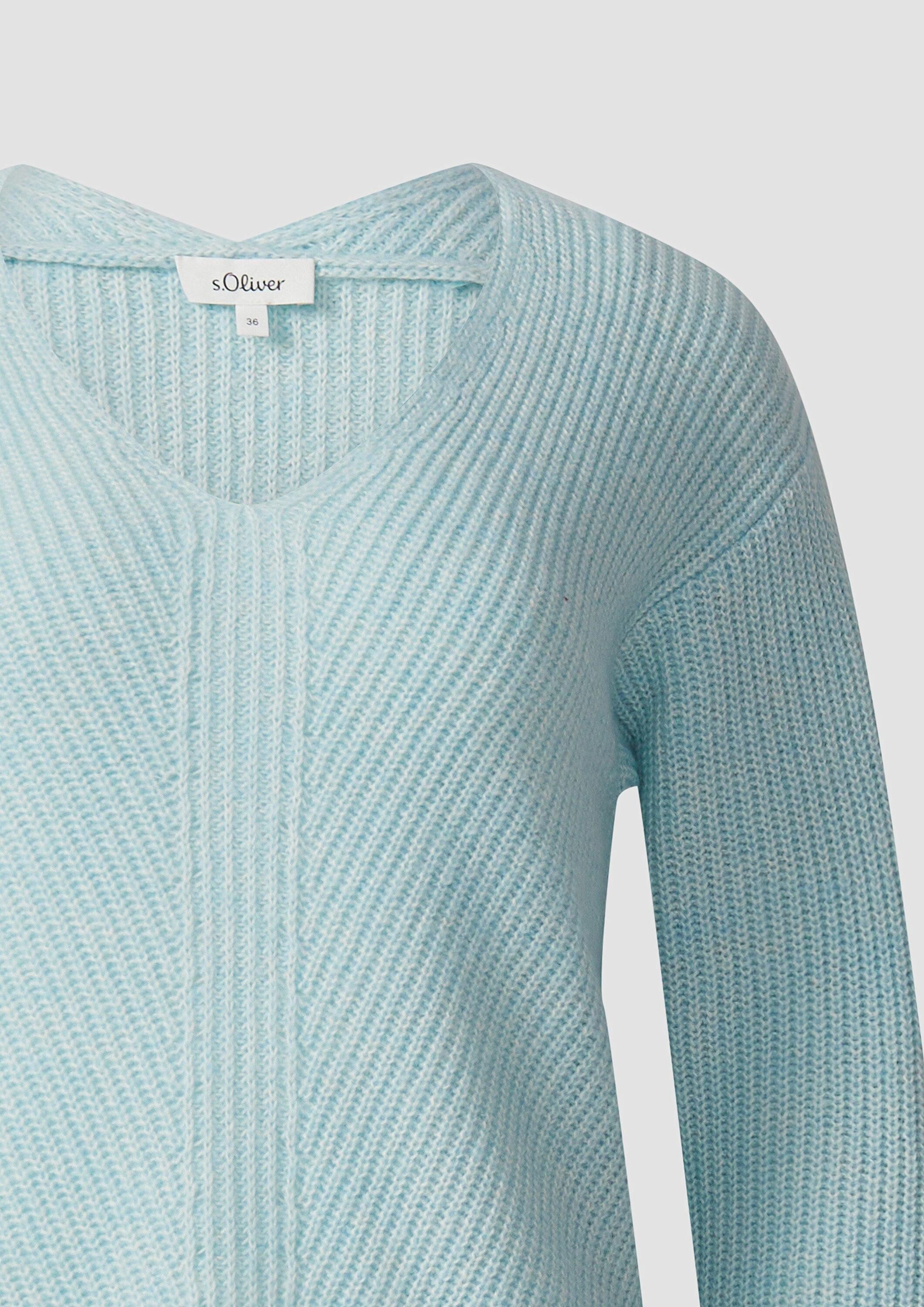 s.Oliver Longpullover Strickpullover Weicher Strickpullover im Relaxed Fit mit V-Ausschnitt