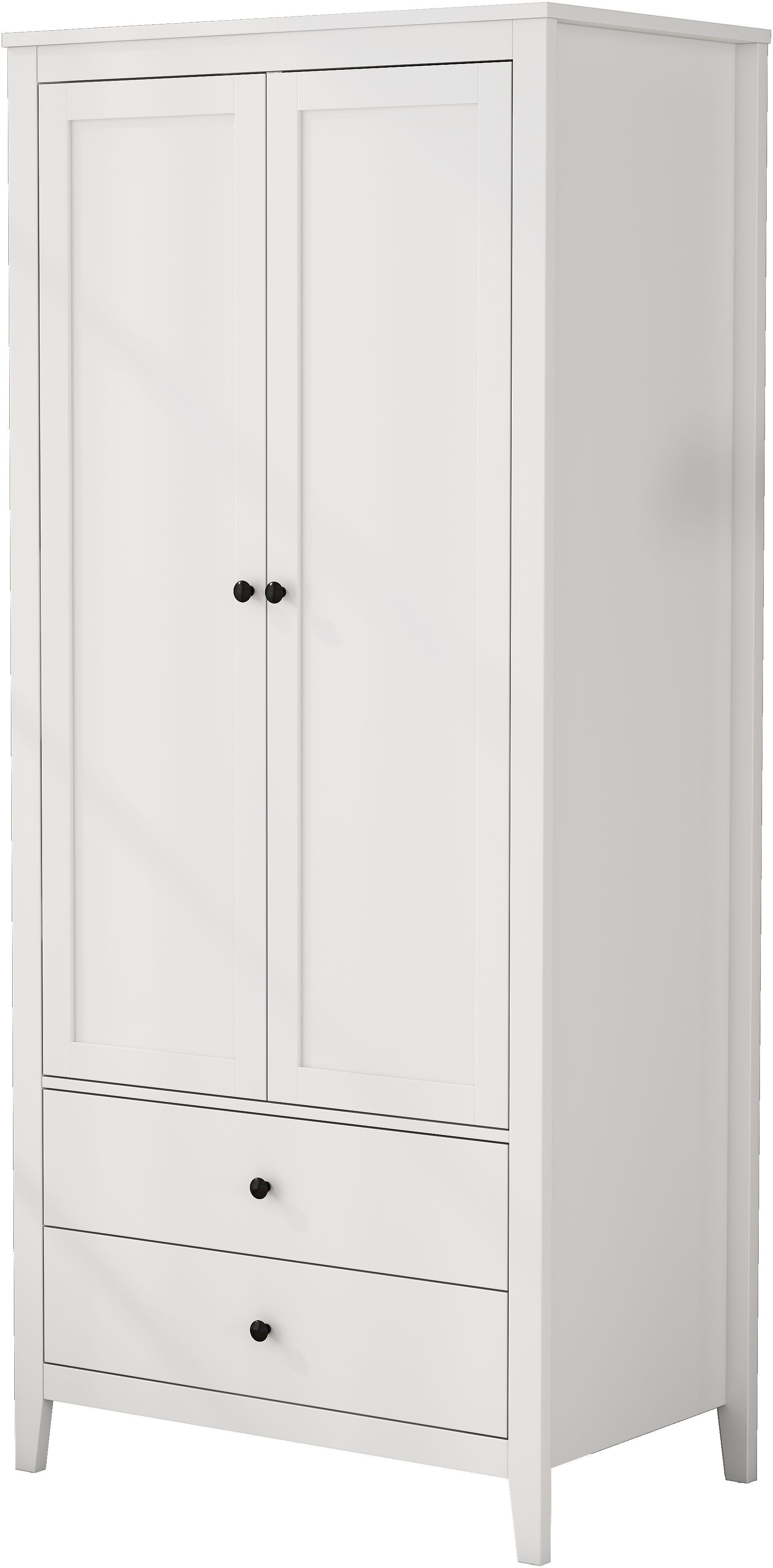 OTTO home Kleiderschrank Borkum Sideboard Anrichte mit 6 Schubladen Landhaus weiß (hochwertige schwarze Griffe aus Metall) Schlafzimmerschrank mit 2 Türen und 2 – Bild 2 von 5