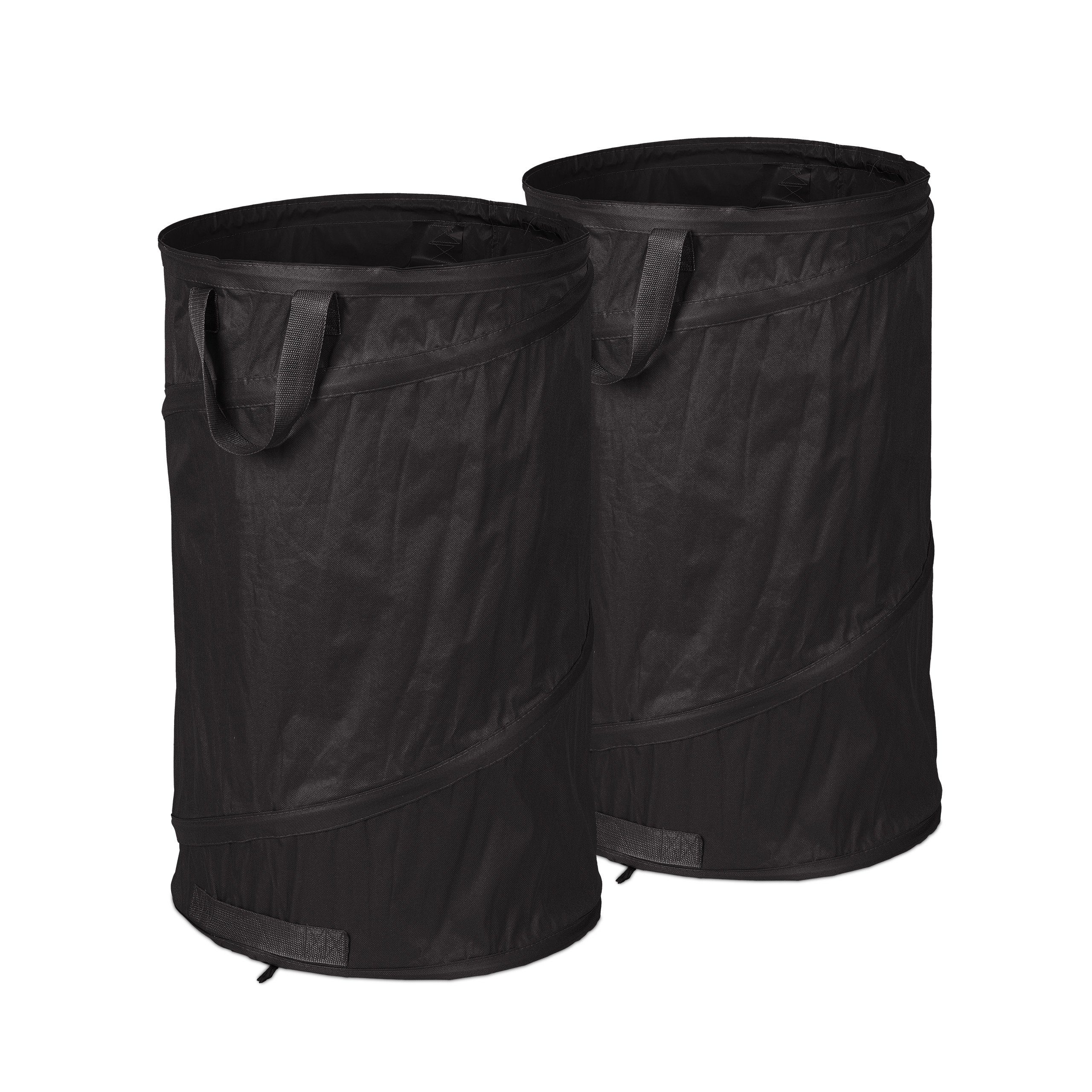 relaxdays Gartensack 2er Set Pop Up Laubsack 120 L schwarz