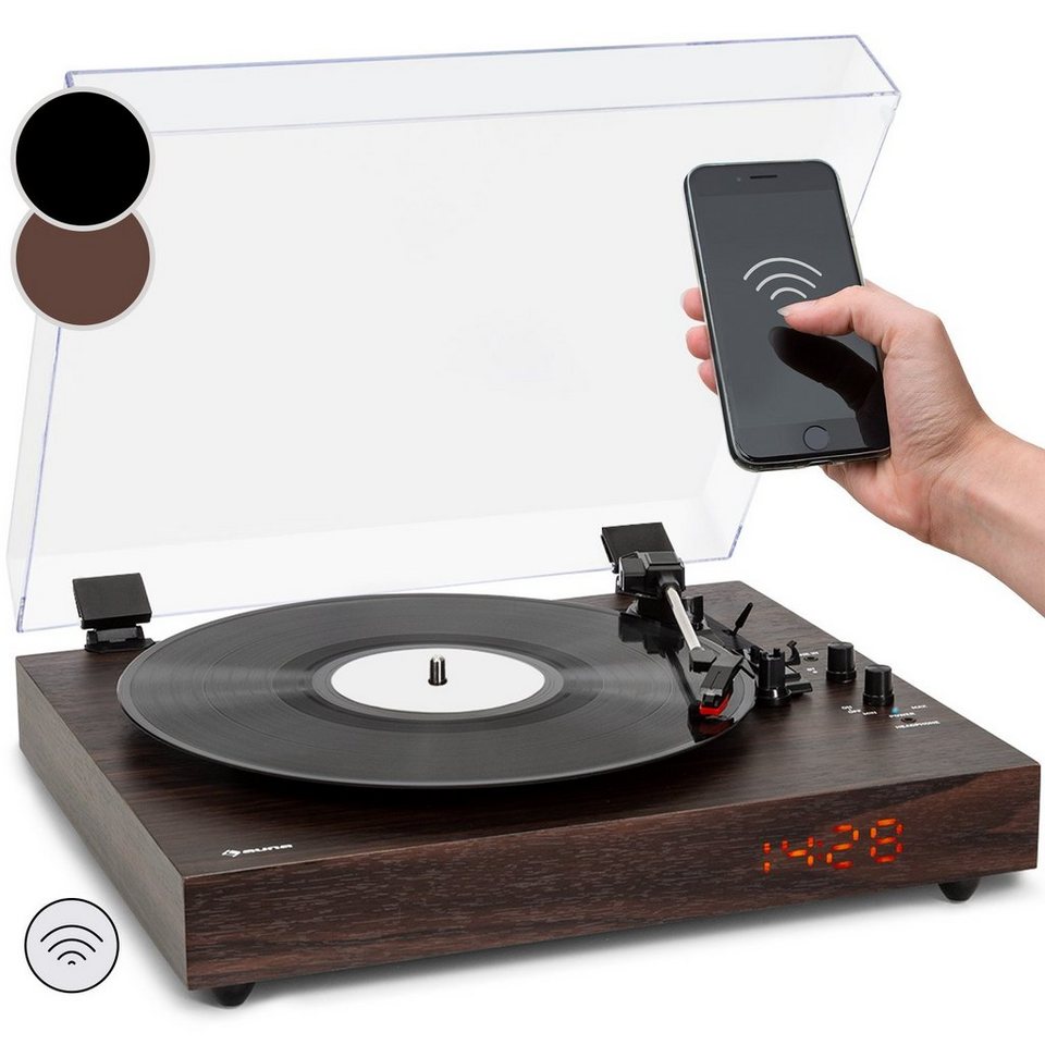 Auna TT-Classic Chrono Plattenspieler (Riemenantrieb, Bluetooth,  Schallplattenspieler mit Lautsprecher Vinyl Plattenspieler)