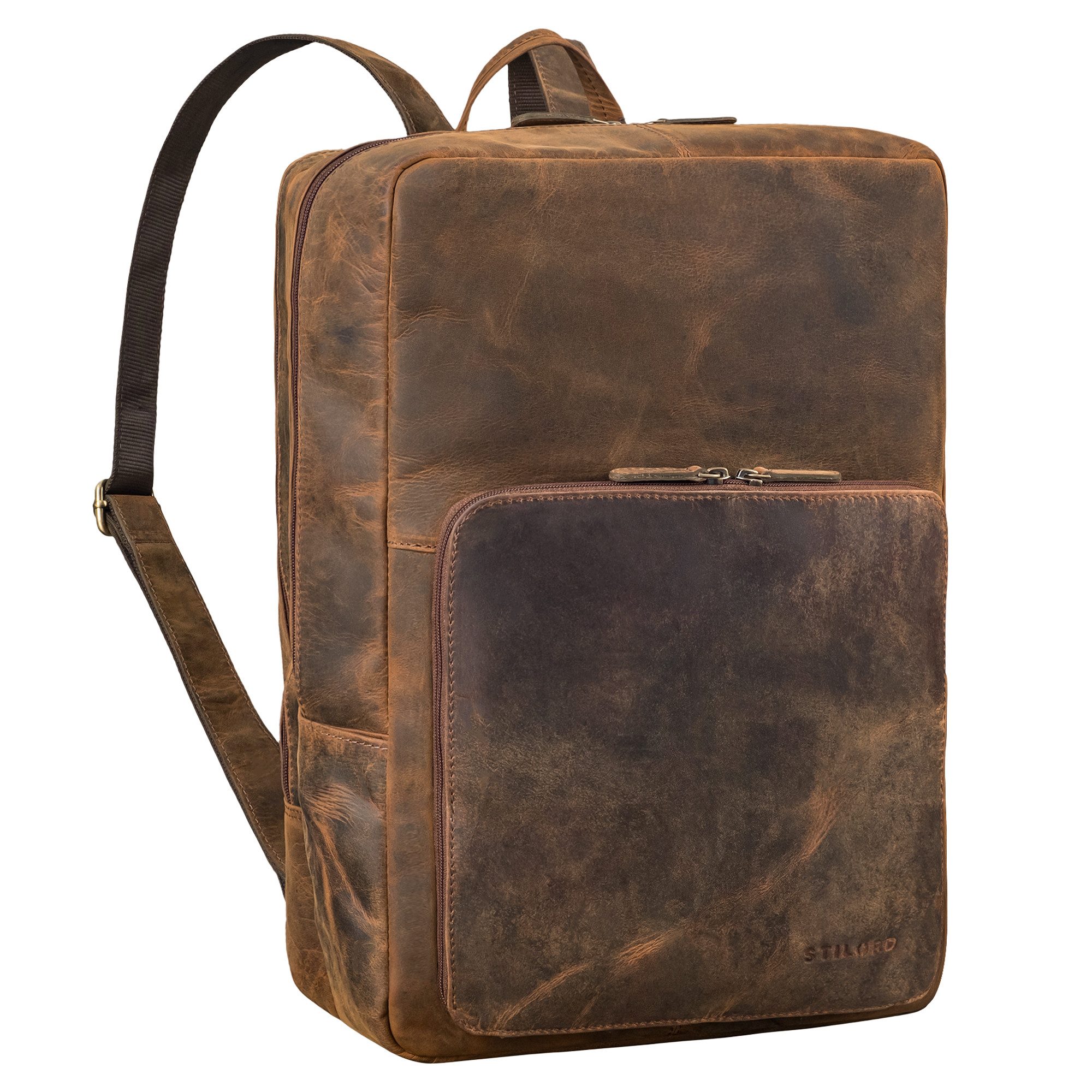 STILORD Notebookrucksack "Nicolo" XXL Business Rucksack Herren Leder Laptoprucksack 17 Zoll