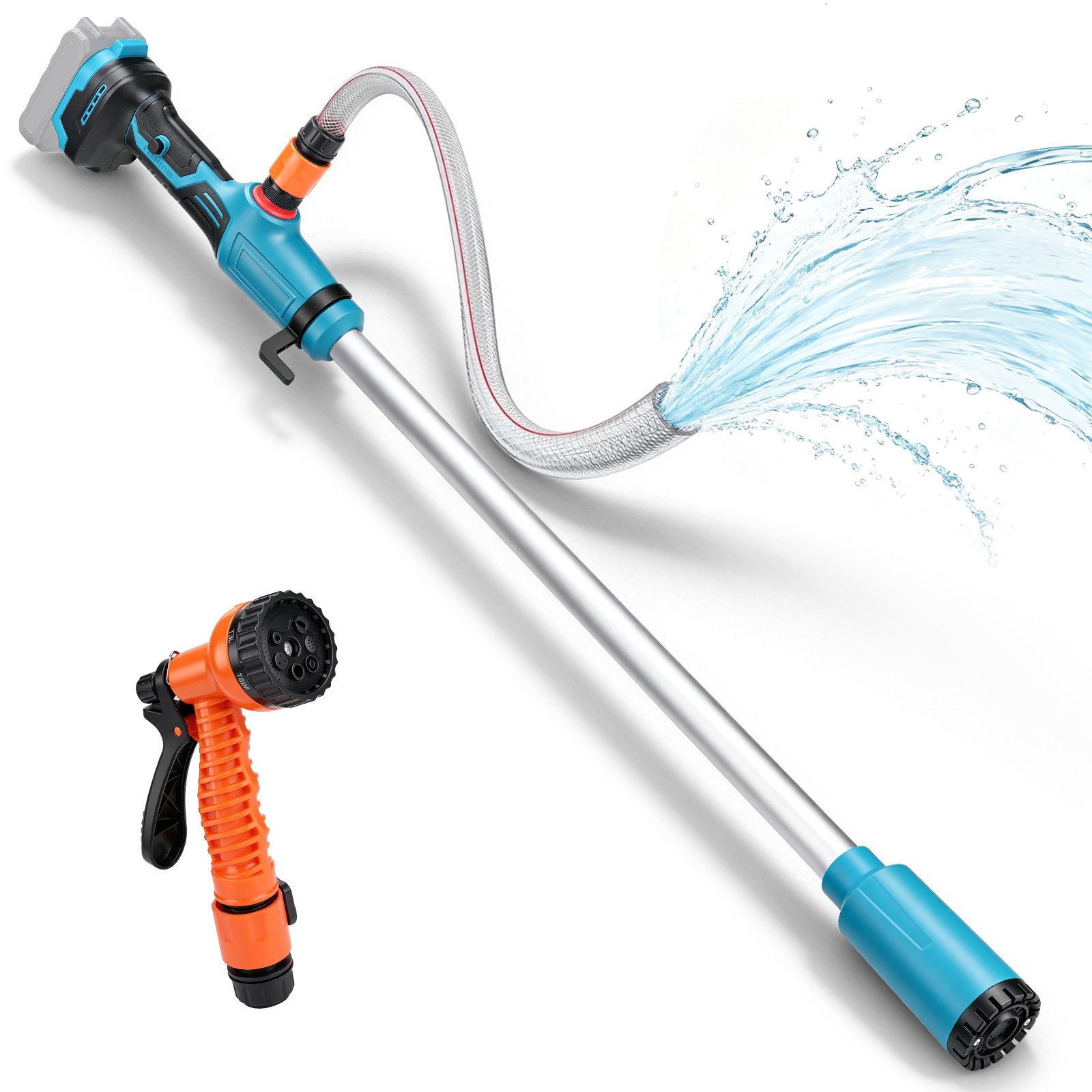 XERSEK Regenfasspumpe 3300L/h Ø5,5cm Stab-Wasserpumpe Kabellose Gartenpumpe für Makita Akku (8m Förderhöhe, Bürstenlos Transferpumpe mit Gartensprühdüse), für Regentonnen Garten Pool Teich