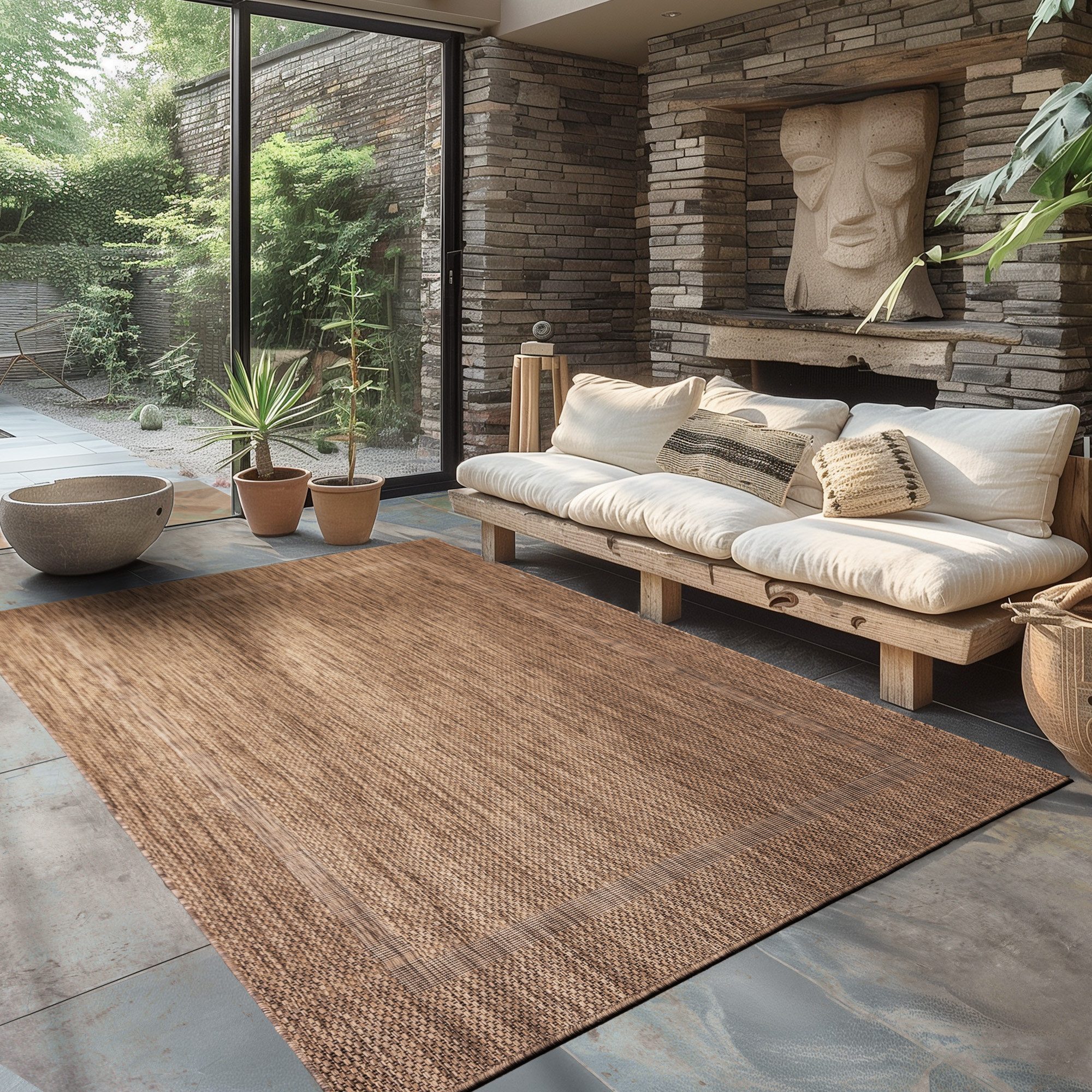 Carpettex Outdoorteppich Unicolor - Einfarbig, Дорожка, Höhe: 5 mm, Teppich Wetterfest Balkon Küchenteppich Flachgewebe Sisaloptik