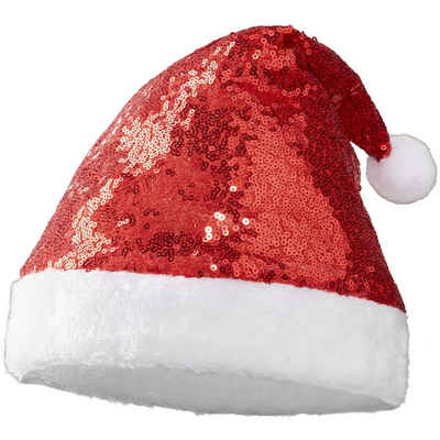 dressforfun Bommelmütze Weihnachtsmütze mit roten Pailletten