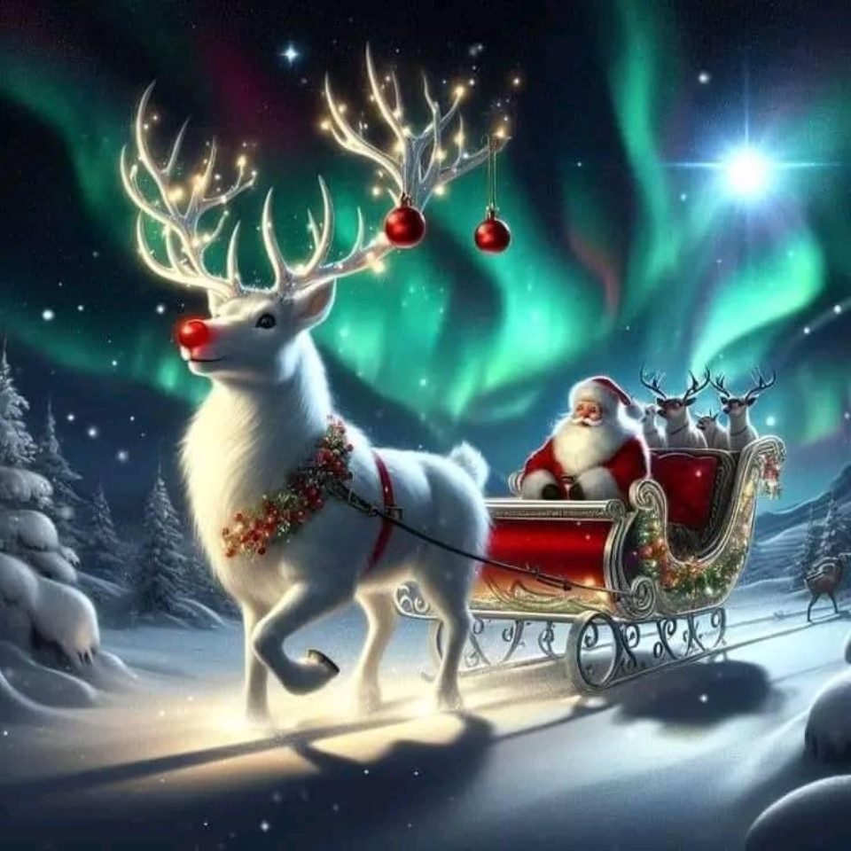 Rötting Design Malen nach Zahlen Diamond Painting Set 5d DIY Weihnachtstour unter Nordlichter (Komplett-Set), Diamond Painting Vollbild, Lieferung enthält alle Utensilien