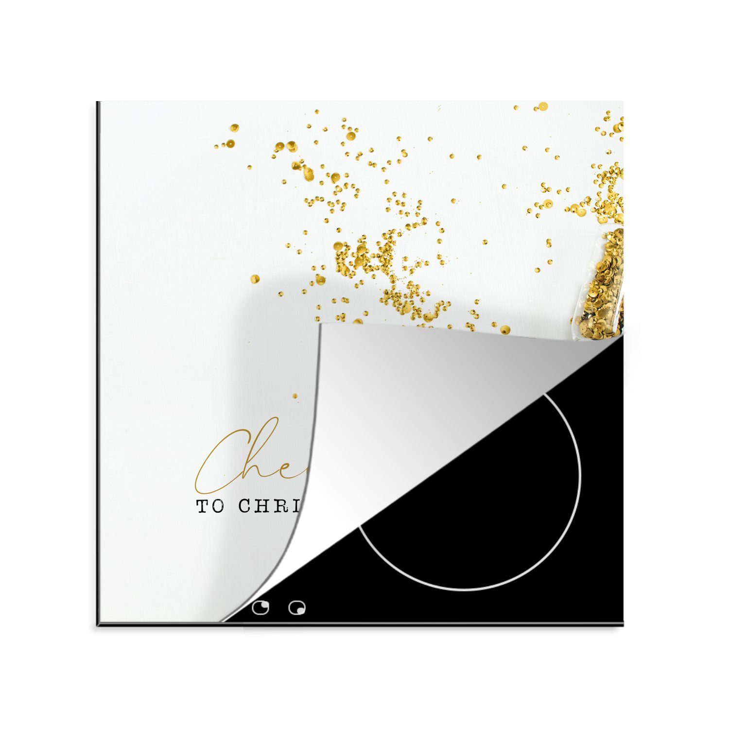 MuchoWow Herdblende-/Abdeckplatte Winter - Weihnachten - Gold, Vinyl, (1 tlg), 78x78 cm, Ceranfeldabdeckung, Arbeitsplatte für küche