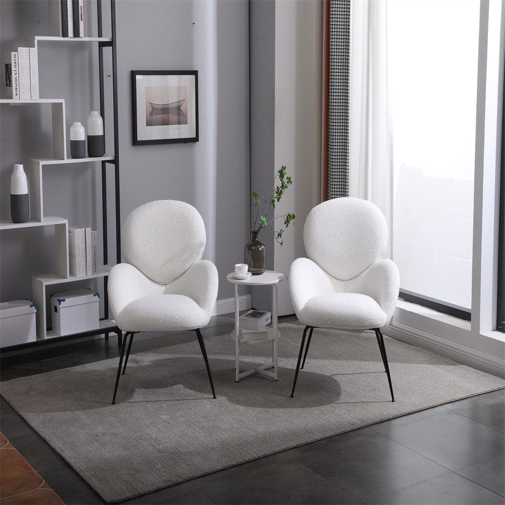 XDeer Sessel Teddy Samtmetallbein Ankleidestuhl, weicher gepolsterter Stoff, charakteristischer Armlehne moderner Freizeitstuhl