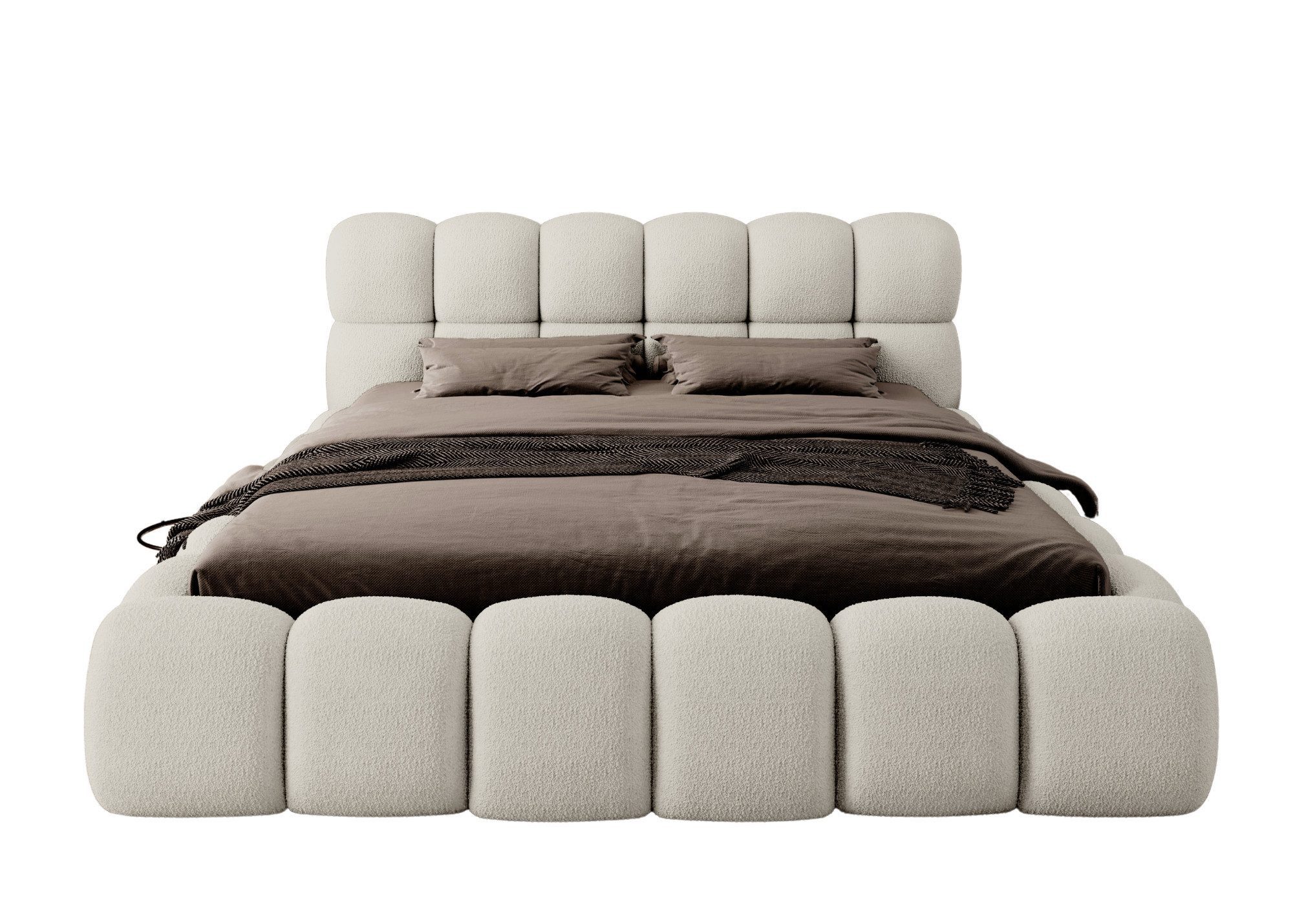 thematys Polsterbett mit Bettkasten / Stauraumbett, Bouclé 140x200 - 200x200cm (Optional mit 28 cm H3/H4 Taschenfederkern oder 23 cm Taschenfederkern-Matratze H – Bild 5 von 5