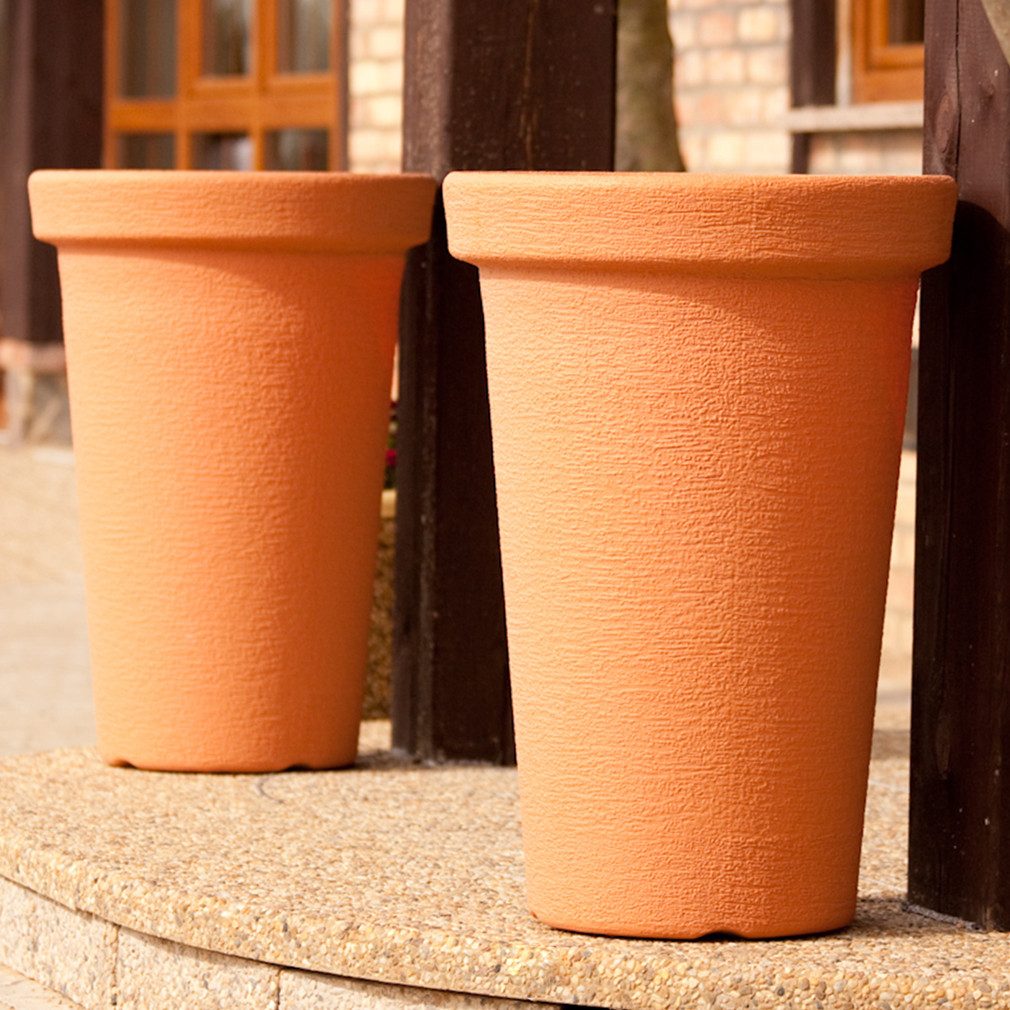 KAGM Pflanzkübel XXL Blumenkübel 2er SET mit Pflanzeinsatz aus Kunststoff Terracotta