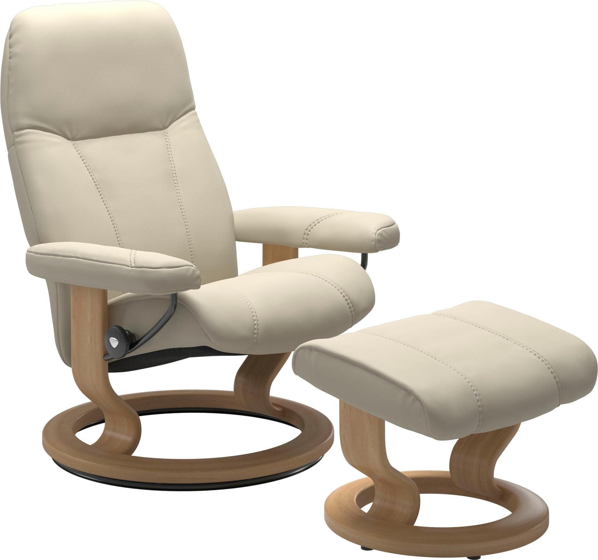 Stressless® Relaxsessel Consul (Set, Relaxsessel mit Hocker), mit Hocker, mit Classic Base, Größe S, Gestell Eiche