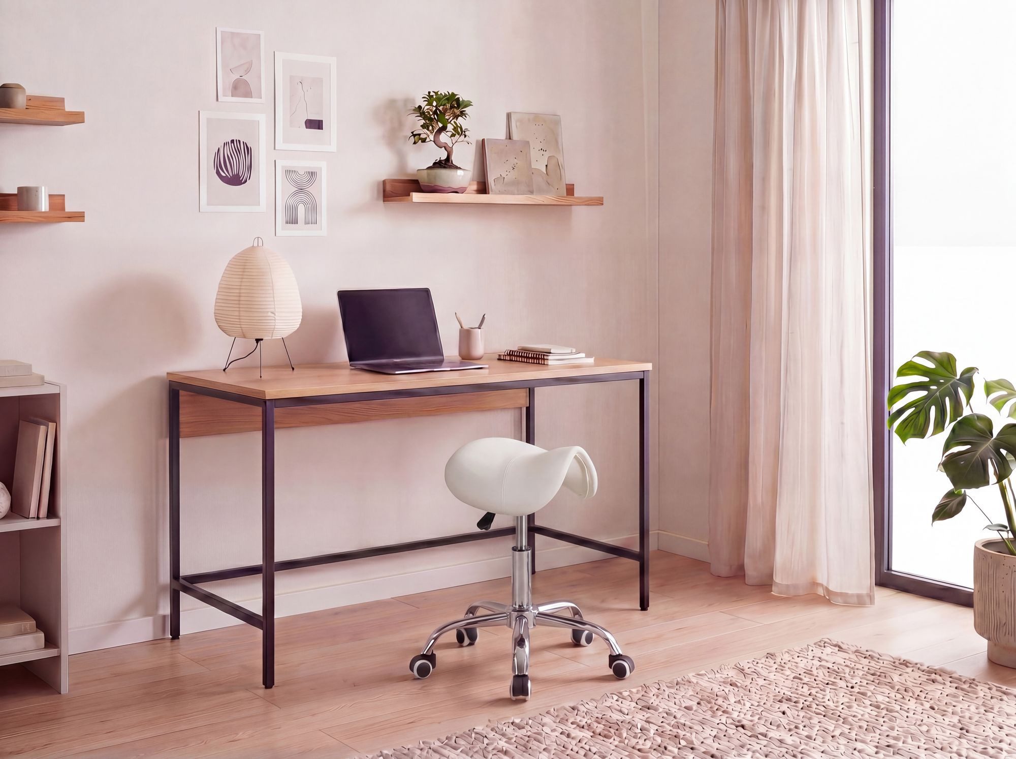 FINEBUY Arbeitshocker SuVa6065_1 Sattelhocker Praxishocker Kosmetikhocker Drehhocker (Friseurhocker Kunstleder, Praxishocker mit Rollen), Sattelhocker Weiß, Kosmetikhocker Drehhocker