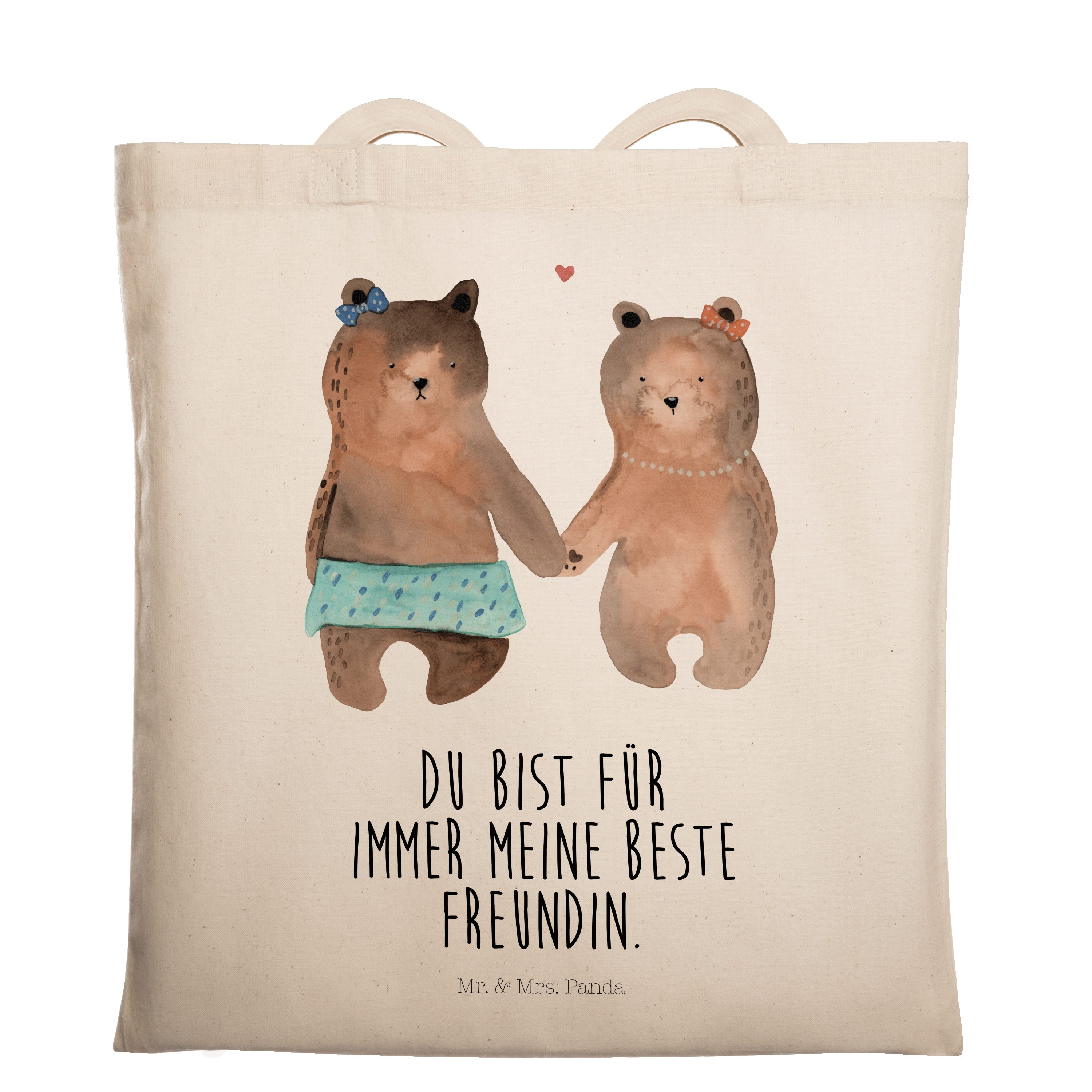 Mr. & Mrs. Panda Tragetasche Bär Freundin - Transparent - Geschenk, Bär Freundin Beste Freund Lieb (1-tlg)