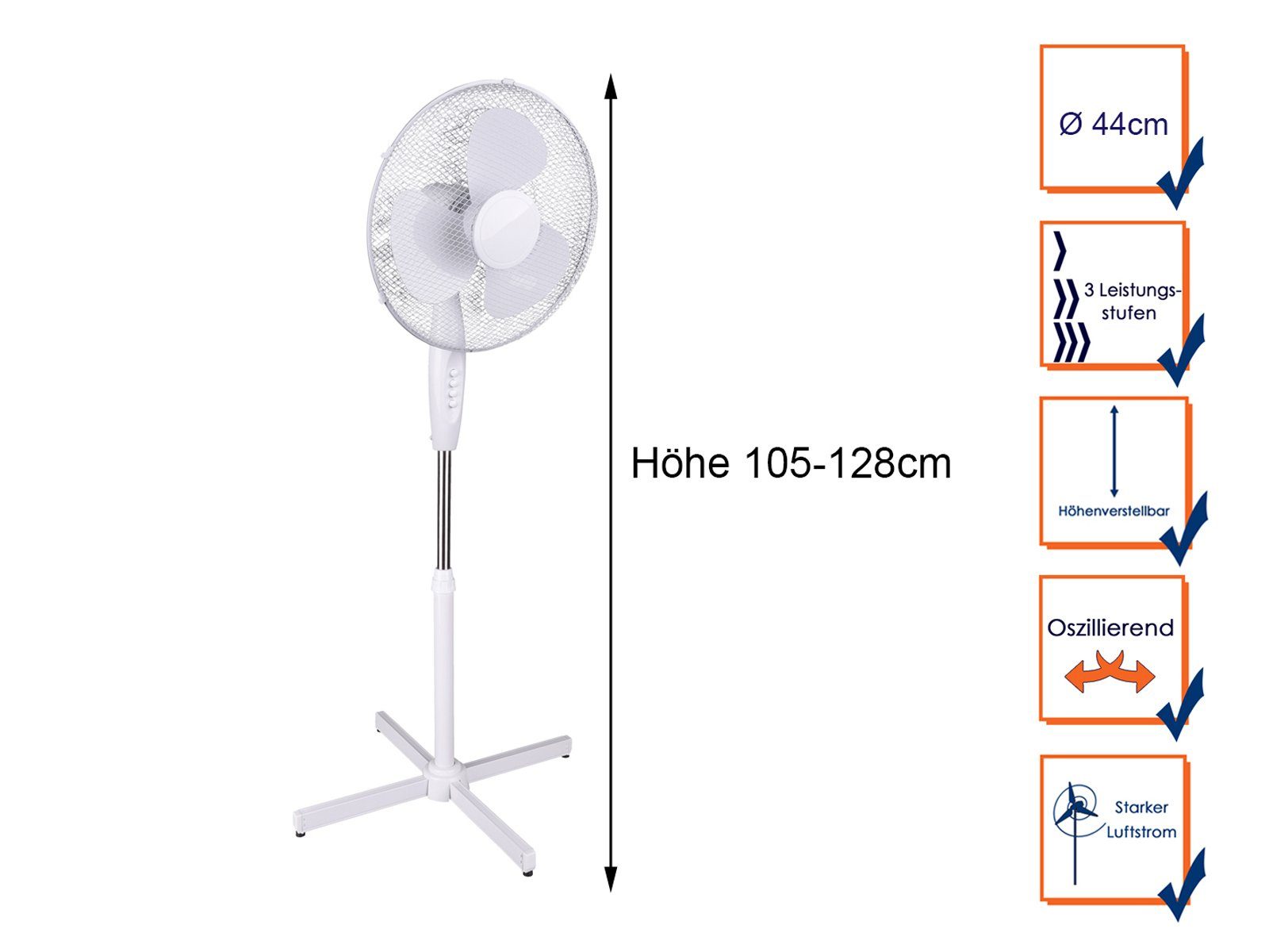 Großer Standventilator, TRIO Zimmer-Ventilator Windmaschine Design Raum-Lüfter Winderzeuger