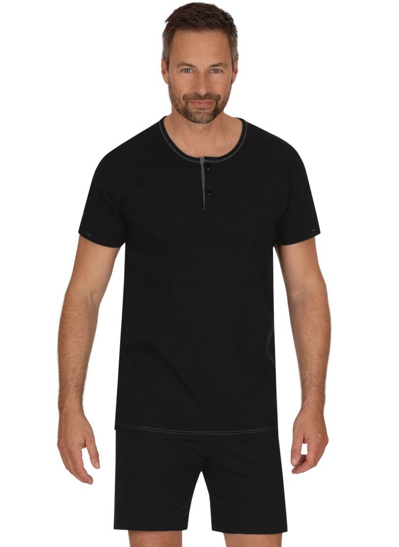 Trigema Schlafanzug TRIGEMA Kurzer Schlafanzug aus Biobaumwolle (kbA) schwarz-C2C
