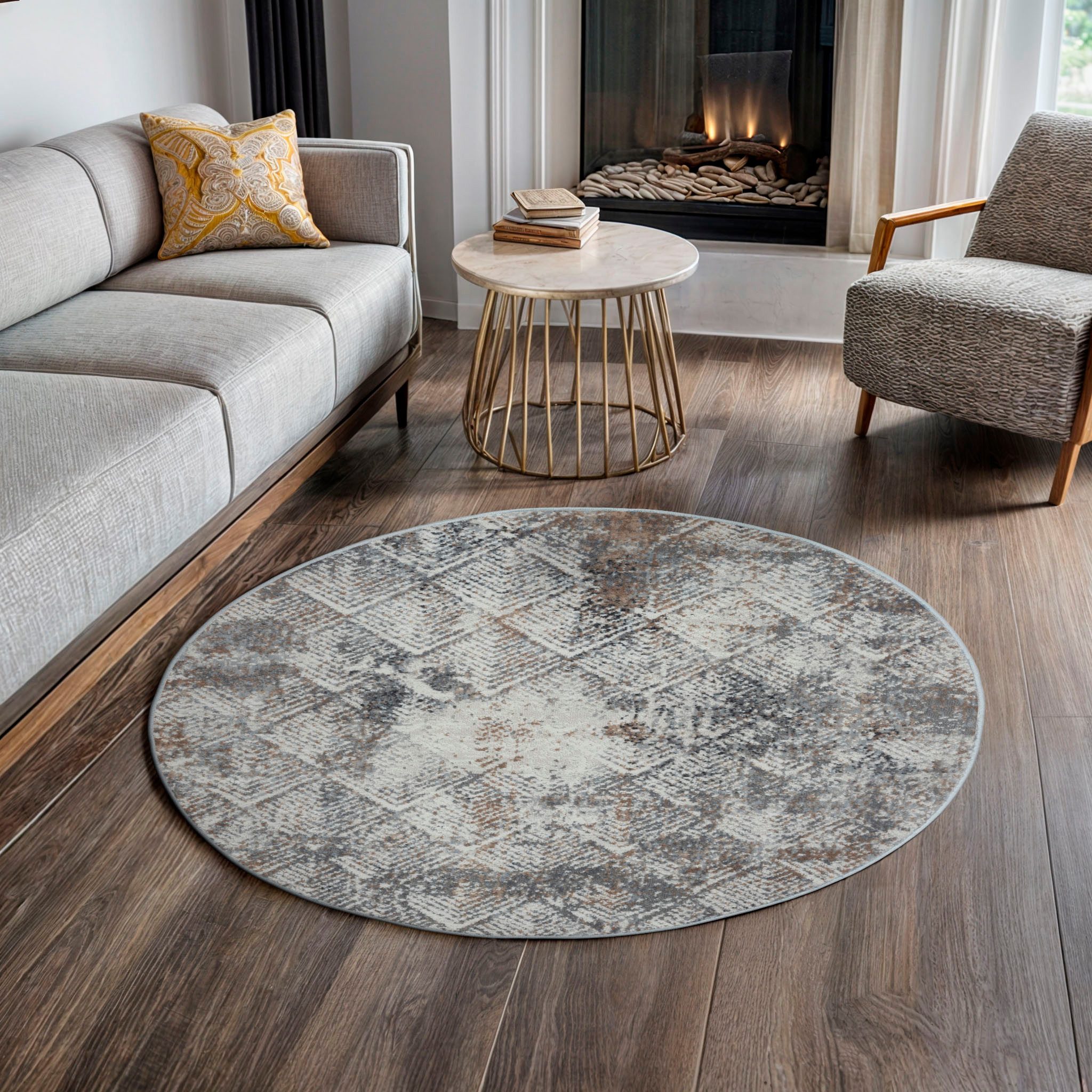 OTTO home Teppich Micah, rund, Höhe: 8 mm, Kurzflor, modernes Design, pflegeleicht, Wohnzimmer