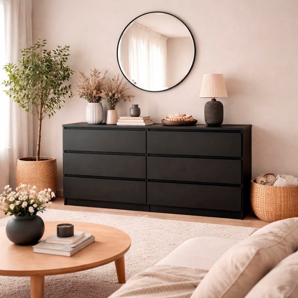 INOSIGN Kommode Naia, Aufbewahrung, 6 Schubladen, grifflose Front, viel Stauraum, Modern, skandinavisches Design, in mehrere Farben, Metallgleiter