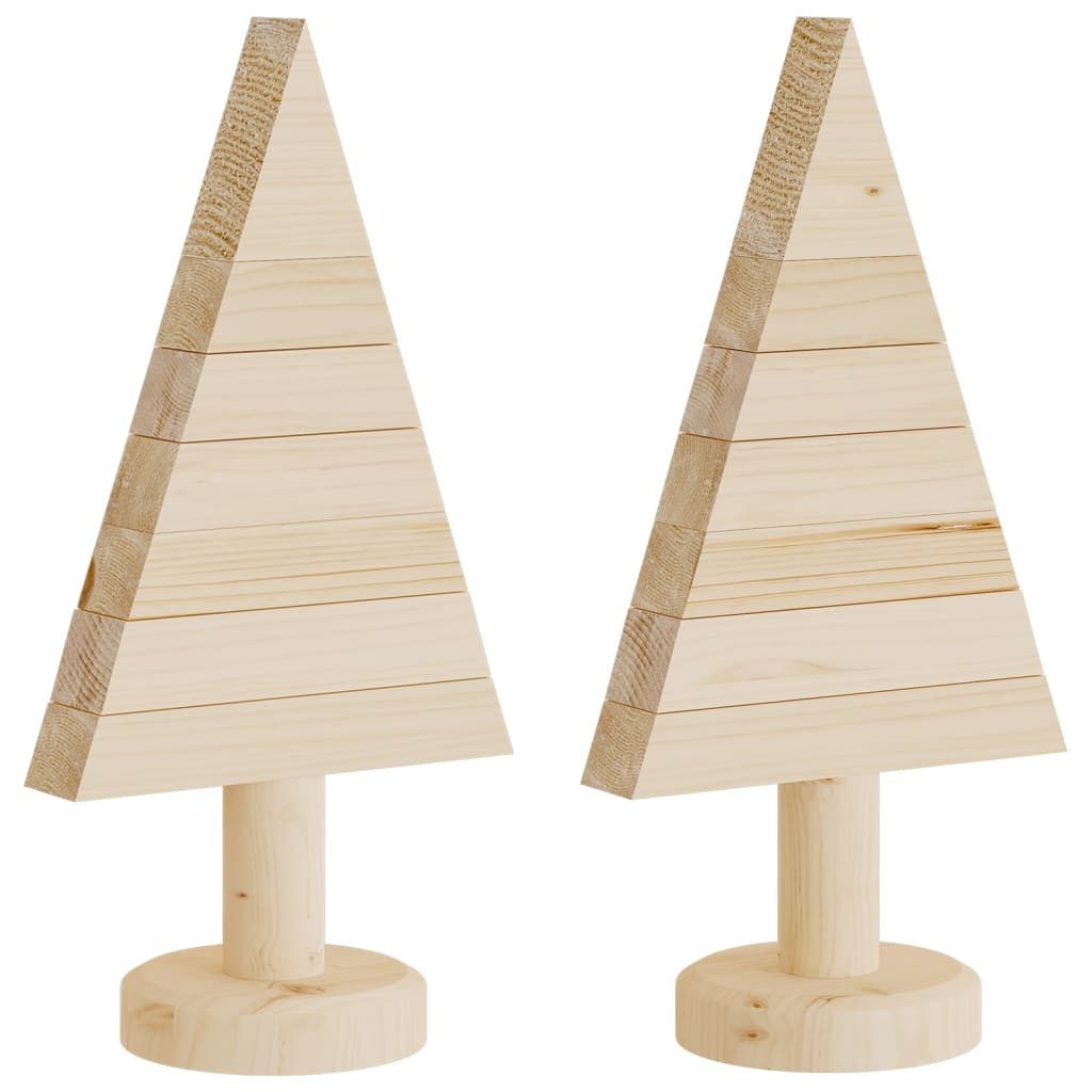 vidaXL Künstlicher Weihnachtsbaum Deko-Weihnachtsbäume 2 Stk. Holz 30 cm Massivholz Kiefer