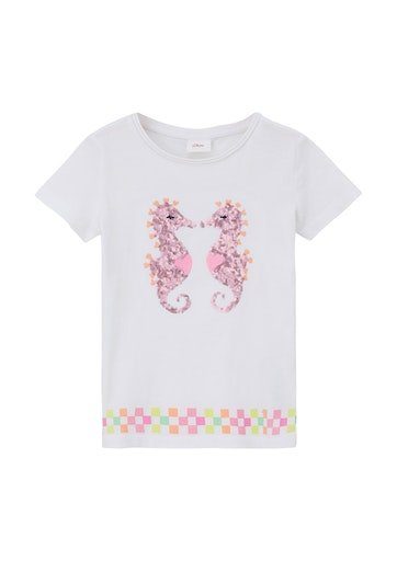 Stickerei T-Shirt white dezenter s.Oliver Junior mit