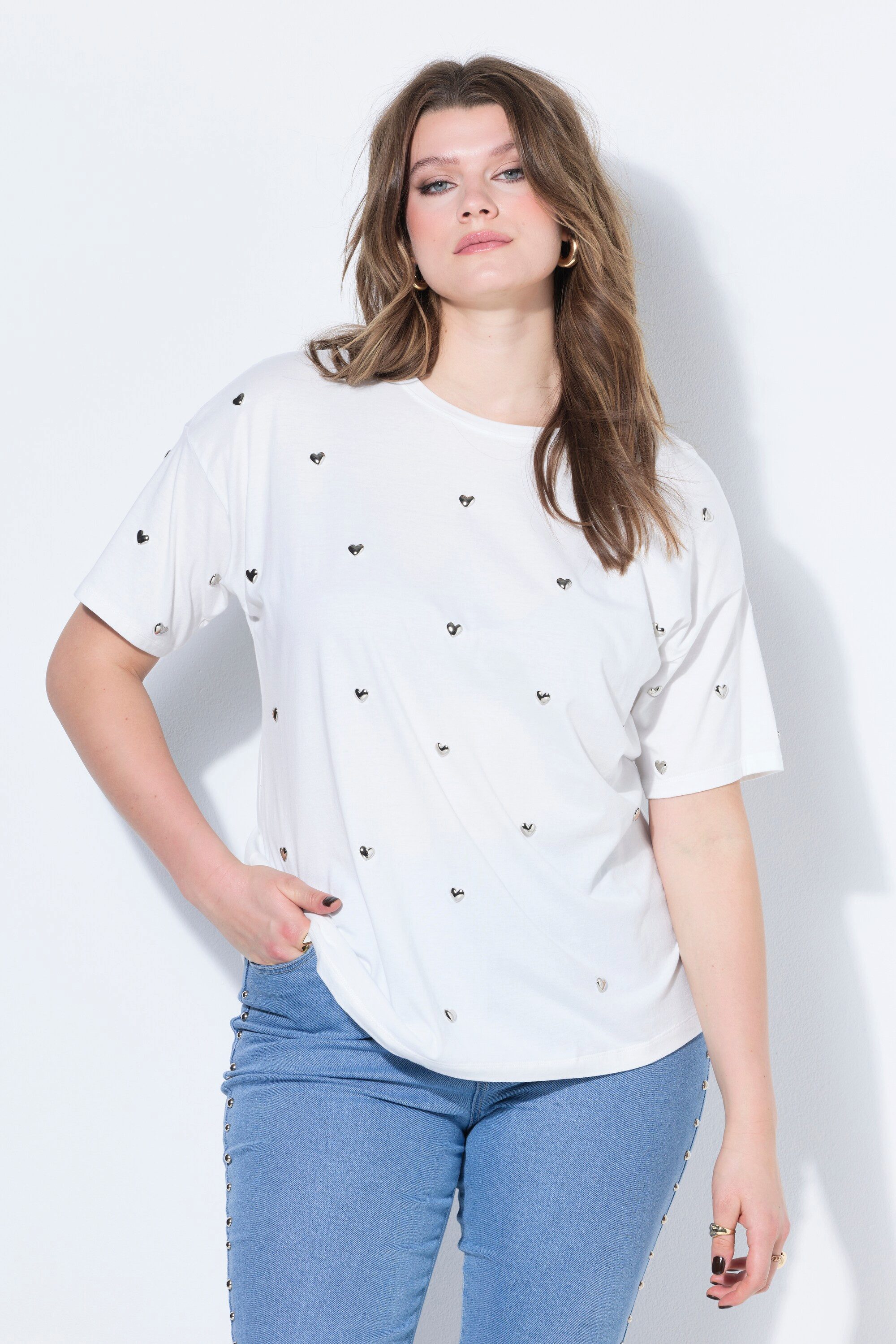 T-Shirt T-Shirt oversized Herz-Nieten