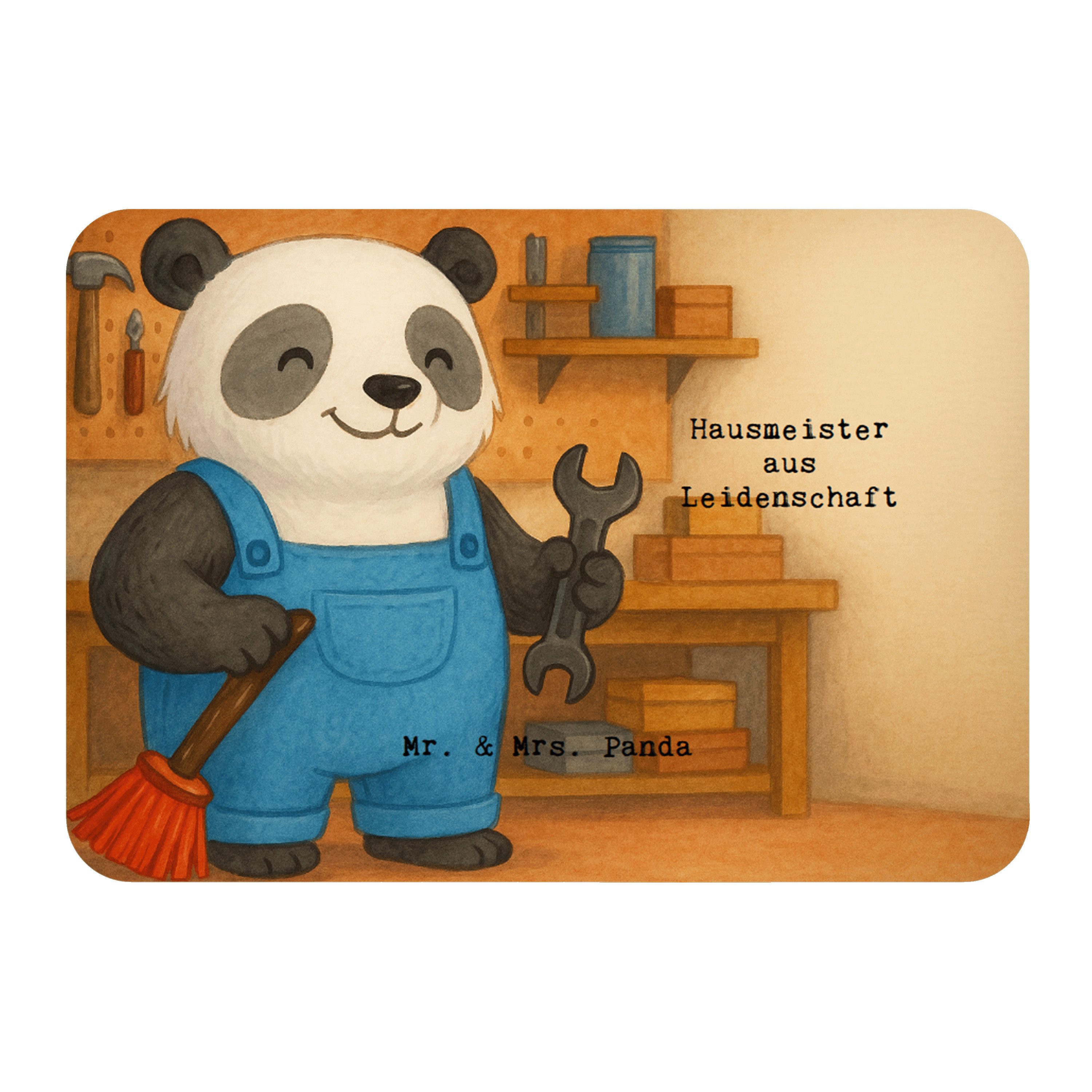 Mr. & Mrs. Panda Magnet Hausmeister Leidenschaft Design, Kühlschrankmagnet, Weiß, zettelhalte (Packung), Spruch rechteckmagnet Geschenk