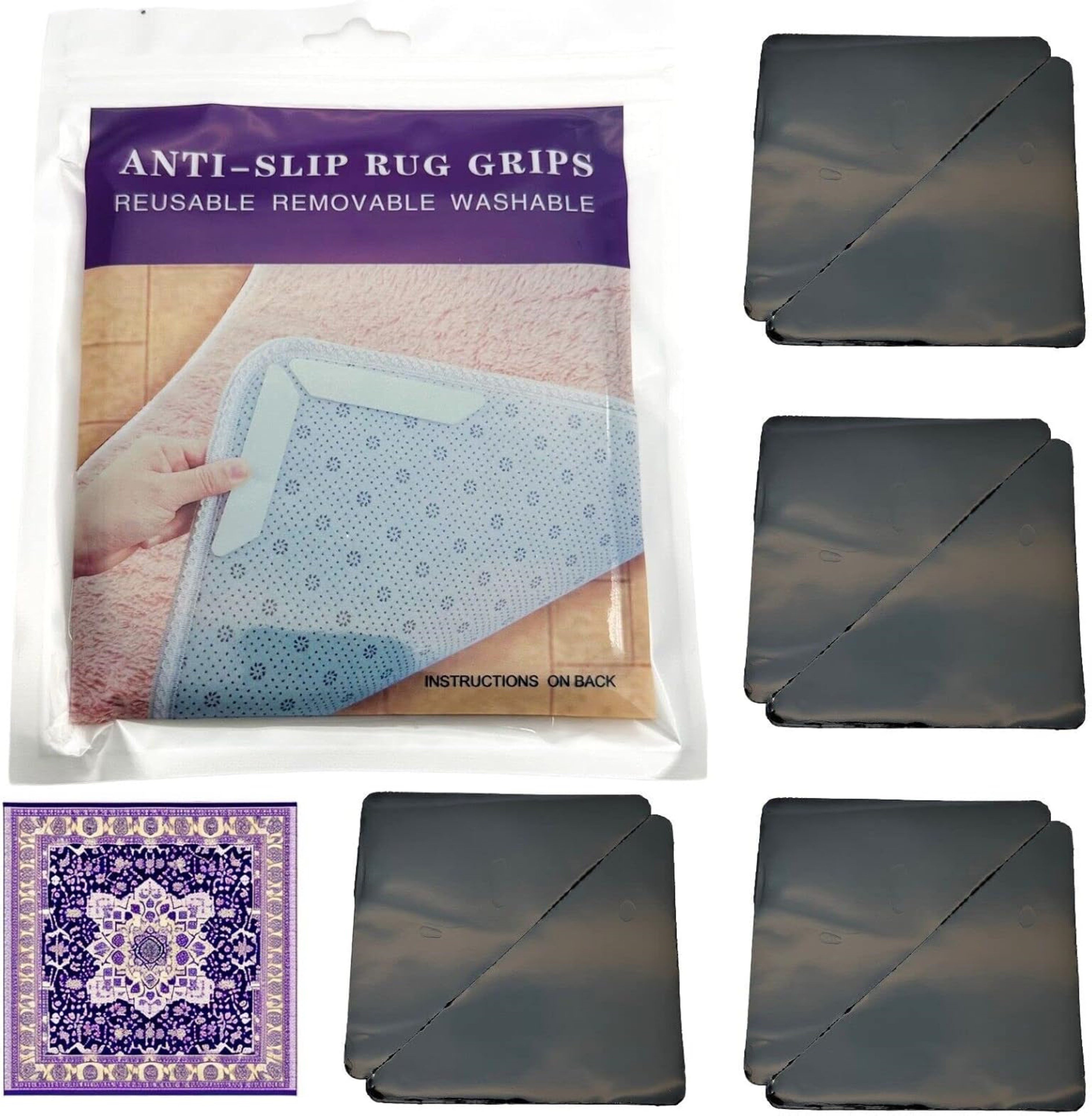 LA CUTE Antirutsch Teppichunterlage Antirutsch Teppichunterlage 8 Stück, (Wiederverwendbare Teppichpads zur Rutschhemmung, 8 Stück Teppichgreifer, geeignet für alle Bodenarten), Rutschfeste, waschbare Teppichgreifer mit starker Haftkraft