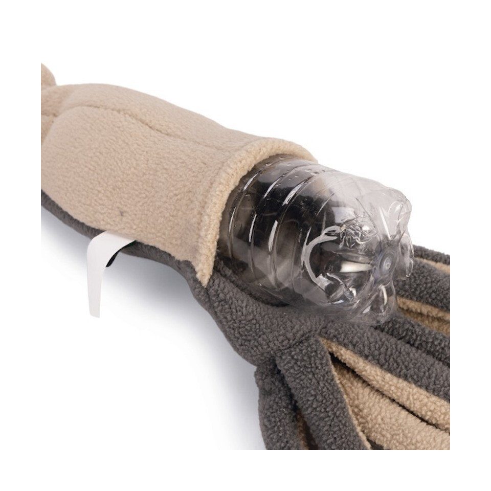 Tierkuscheltier Minus One Hundespielzeug Oktopus mit Plastikflasche grau-beige