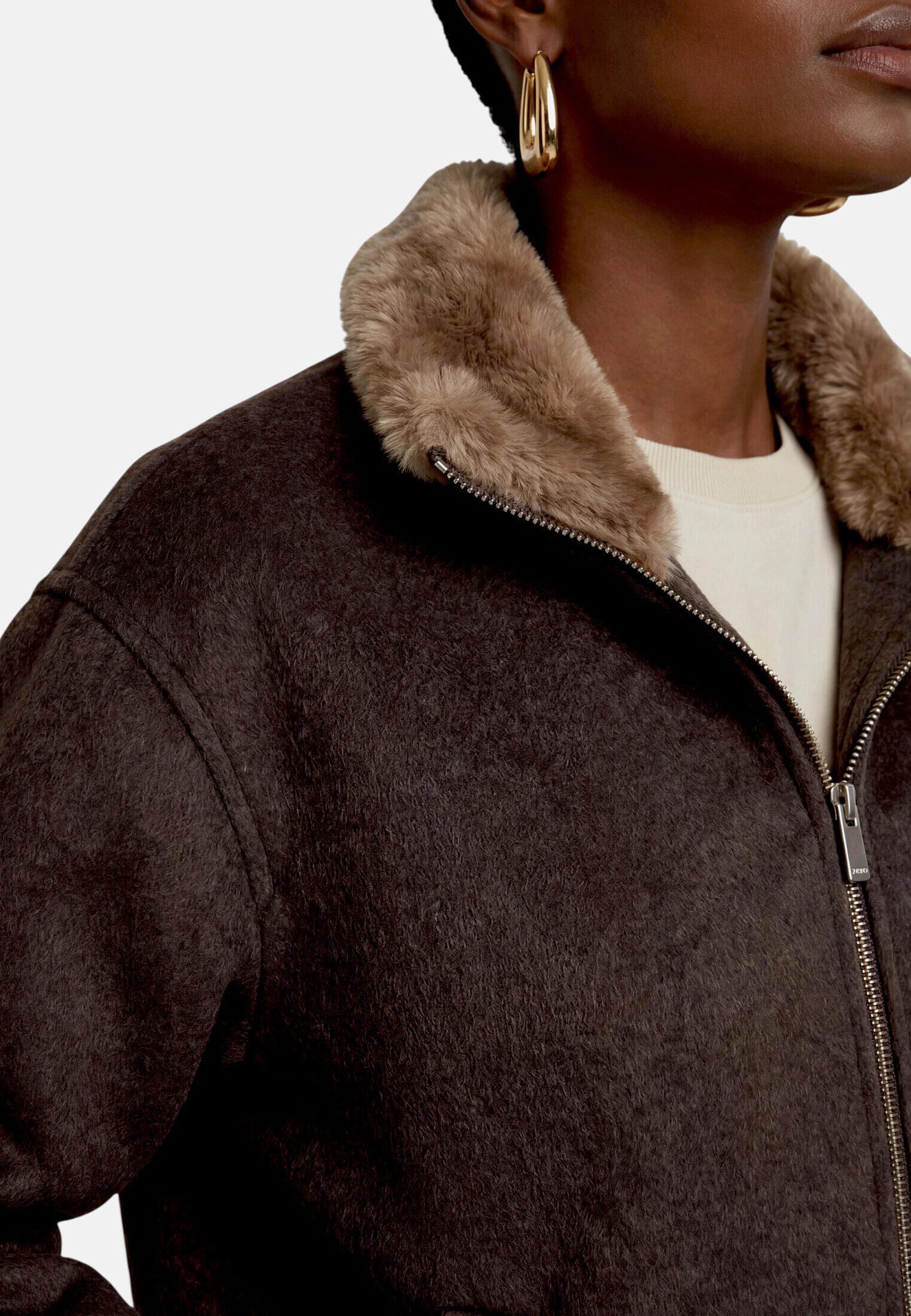 Zero Canvasjacke Damen mit Kunstfellkragen