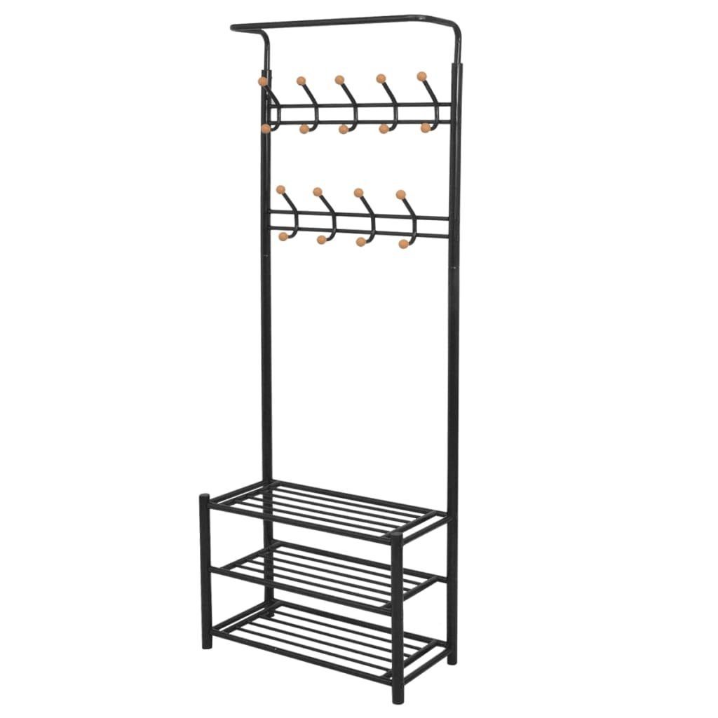 vidaXL Garderobe aus Metall in Schwarz (LxBxH: 68x32x182,5 cm)