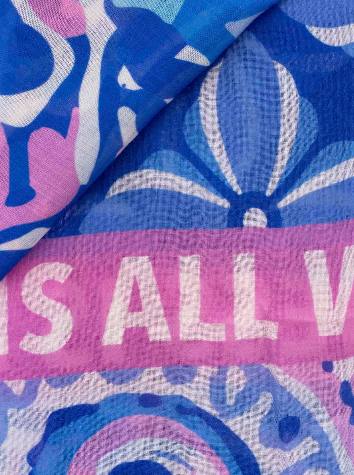 Zwillingsherz Schal "Happiness is all we need", Florales Mustermix, transparent