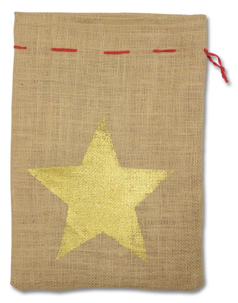 Christbaumschmuck Nikolaus Jutesack 25x35 cm 'Stern' 19160, Natur G