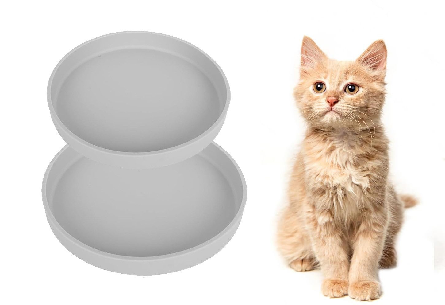 Futternapf für Katzen-2er Set,Silikon Futterschale, Trinkschale oval