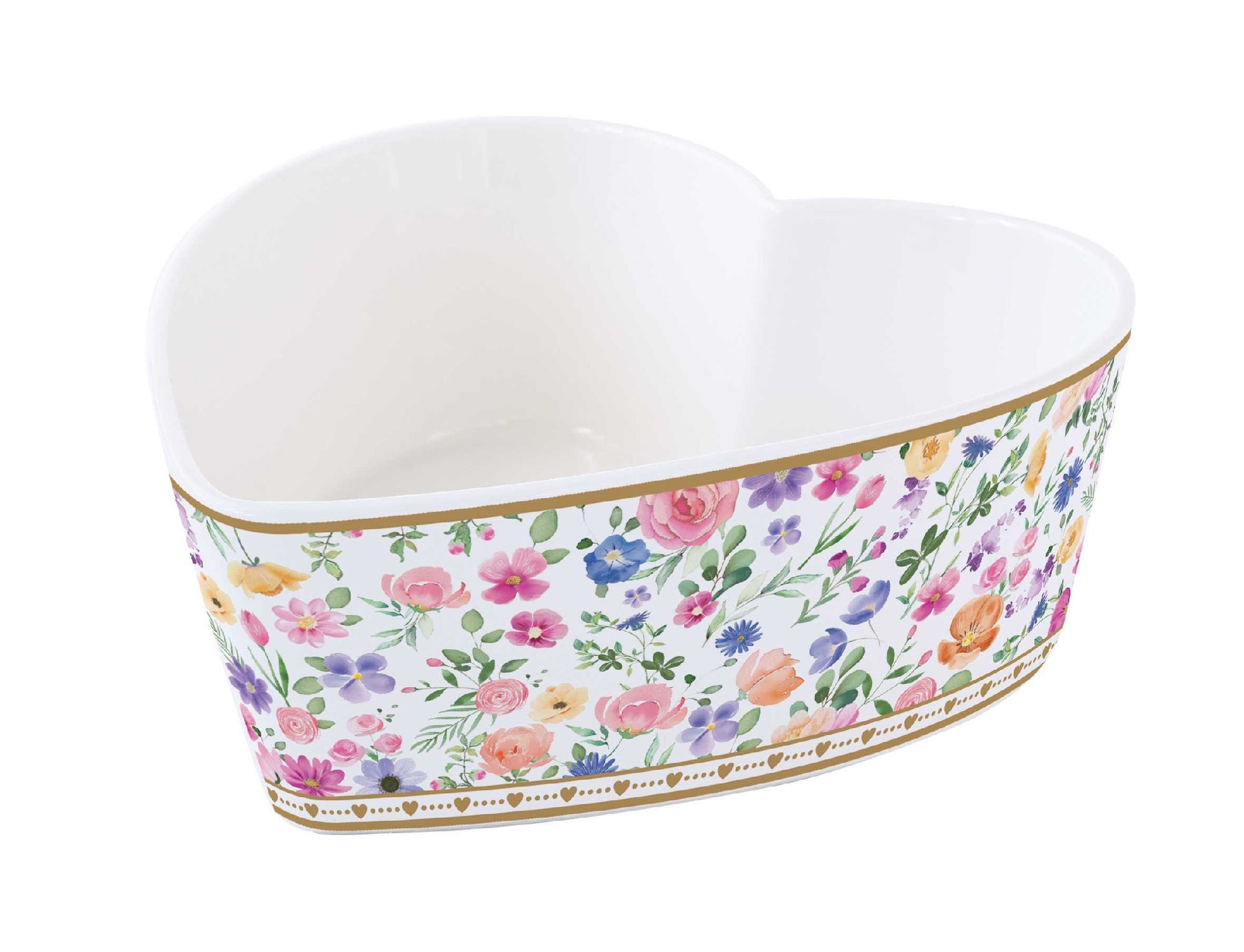 EasyLife Müslischale Mon Amour, Porzellan, Spülmaschinengeeignet, Mehrfarbig, Motiv: Herzen & Blumen