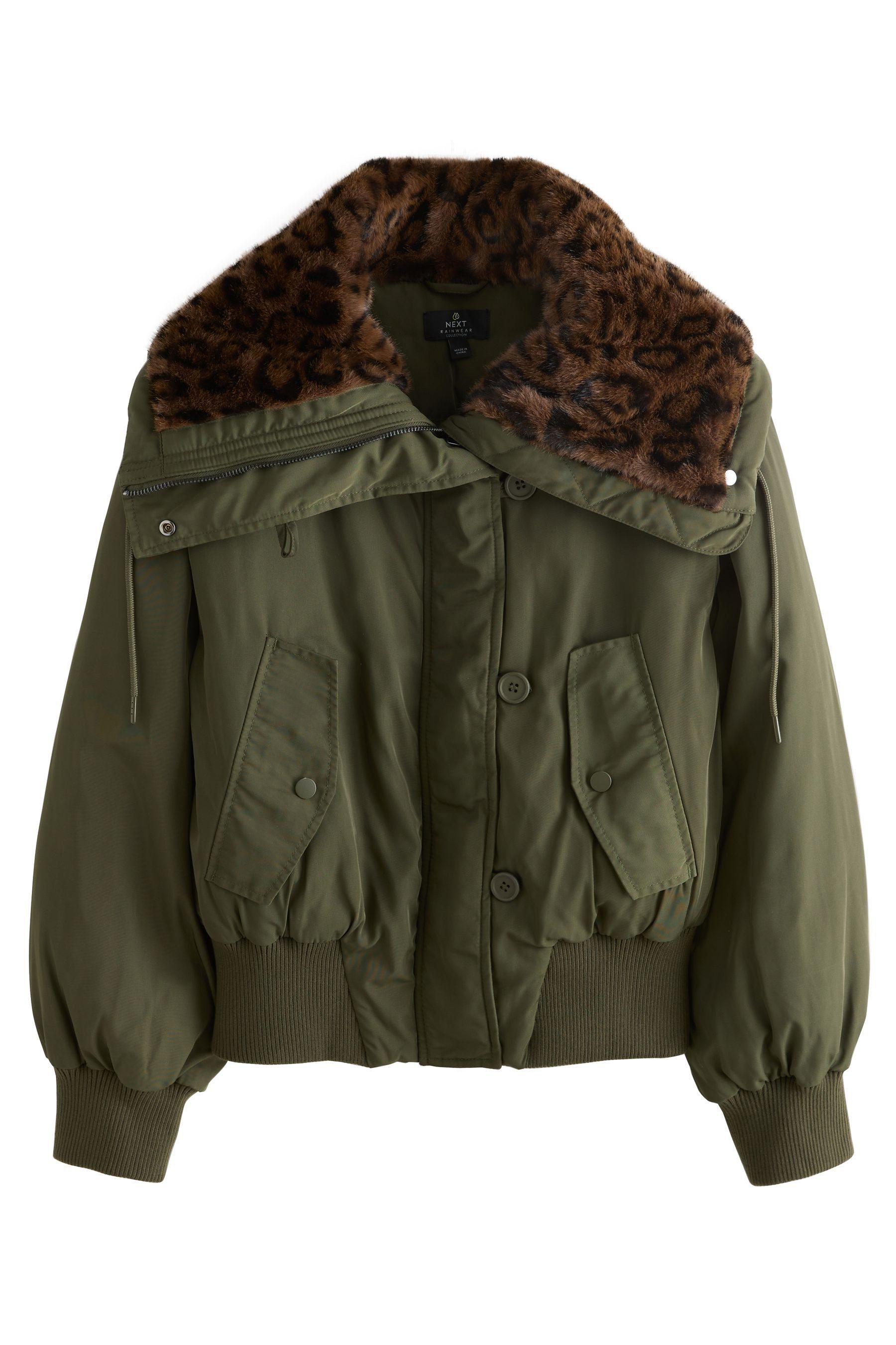 Next Fellimitatmantel Parka, Animal-Print und Kunstfellkragen, günstig online kaufen