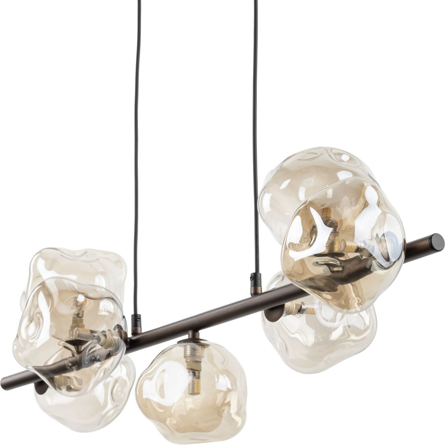 Licht-Erlebnisse Pendelleuchte UMERA, ohne Leuchtmittel, Rauchglas Metall G9 H: max. 156 cm Braun Cognac länglich Modern