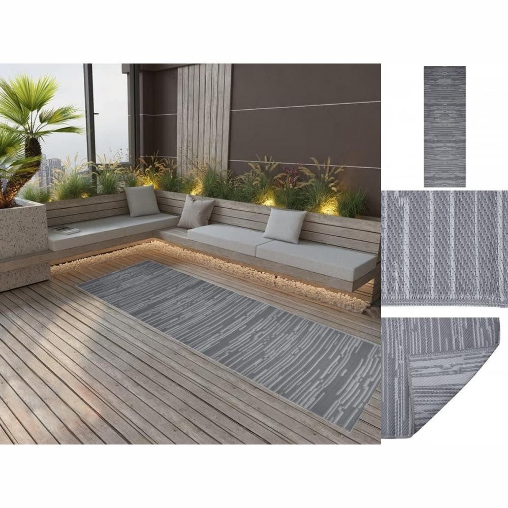 Teppich Teppich Terrasse Camping Outdoor draußen Vorzelt Anthrazit 80x250 cm K, vidaXL, Höhe: 250 mm